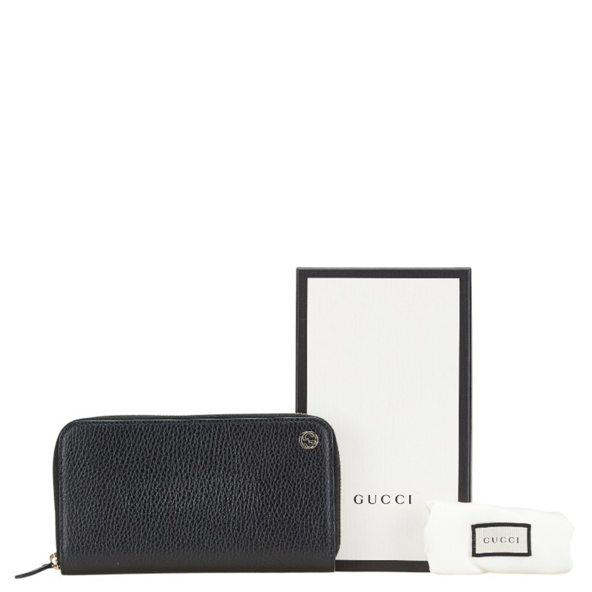 Gucci Black Leather Long Wallet (Bi-Fold) (Pre-Owned)