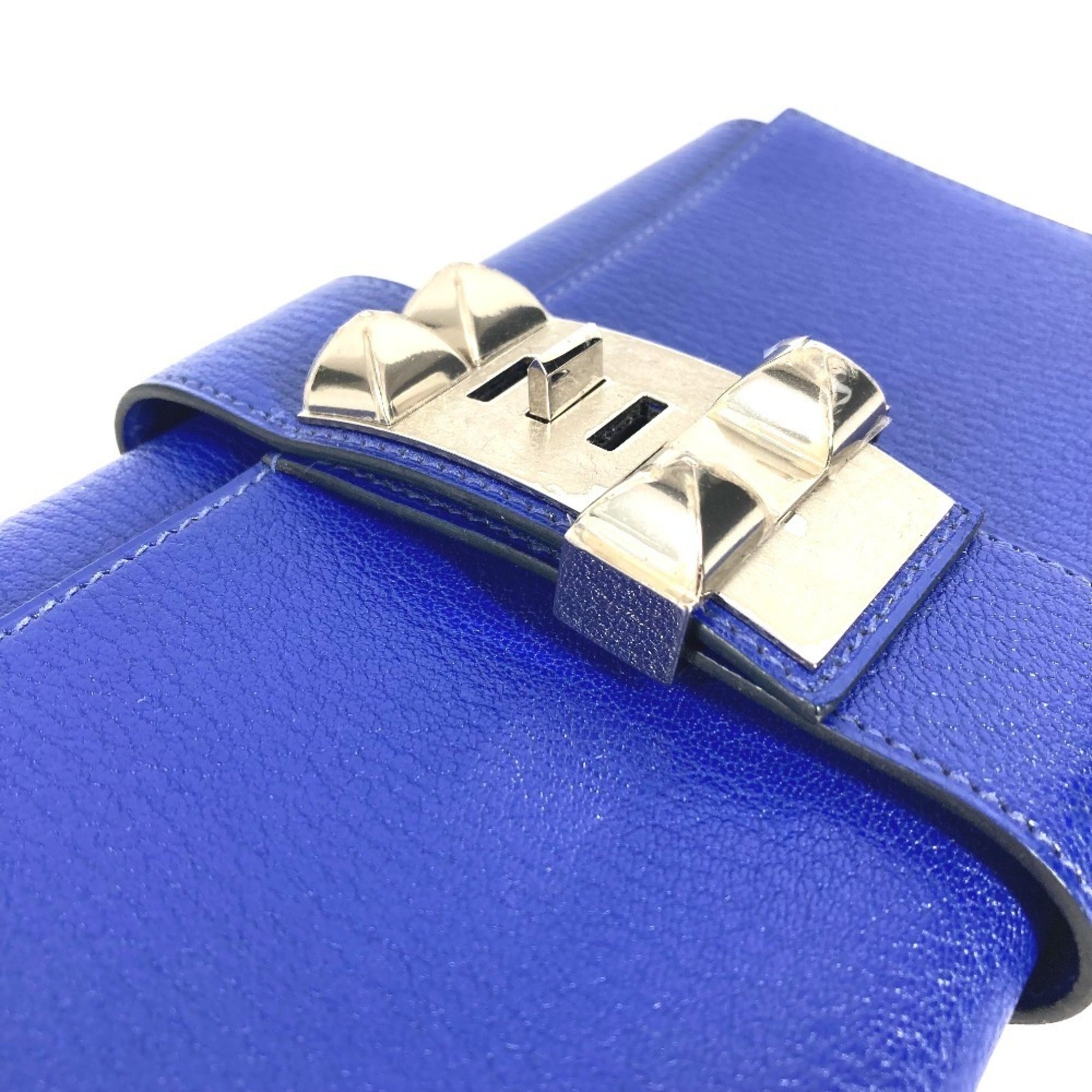 Hermes Blue Leather Clutch Bag Handbag Pouch (Pre-Owned)