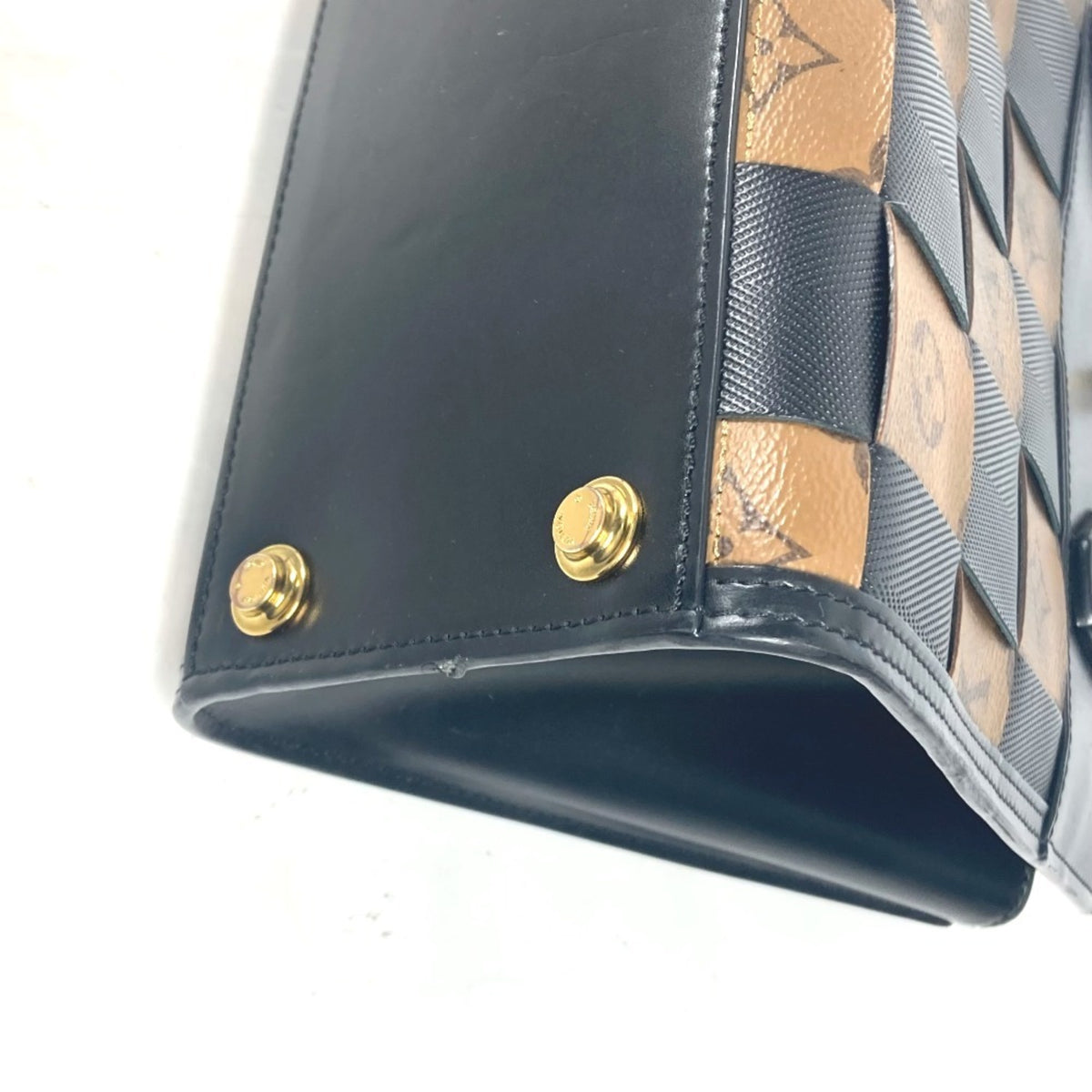 Louis Vuitton Black Brown Leather Handbag Shoulder Bag (Pre-Owned)