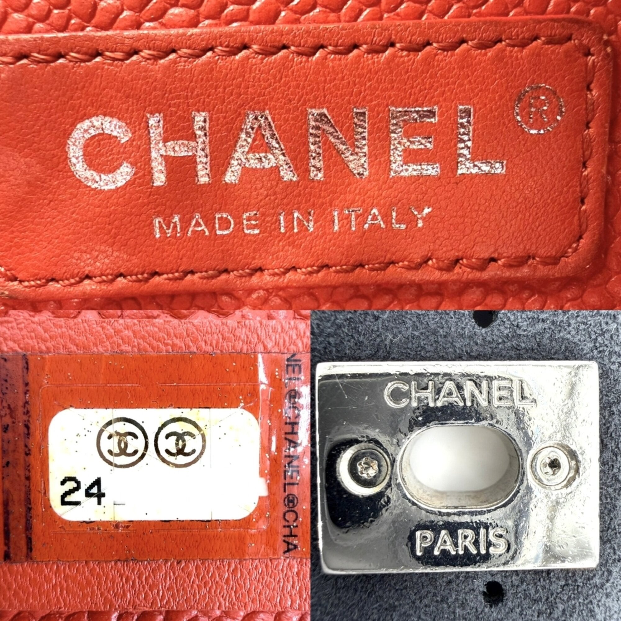 Chanel Black Orange White Leather Shoulder Bag (Pre-Owned)
