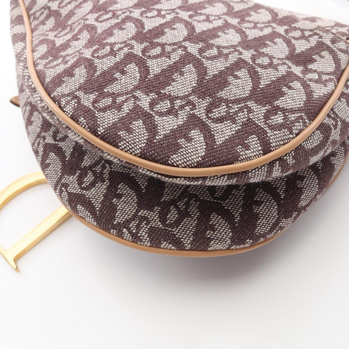 Christian Dior Trotter Beige Brown Canvas Leather Handbag Saddle Bag (Pre-Owned)