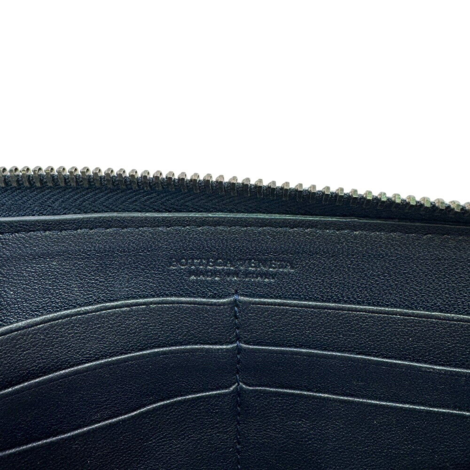 Bottega Veneta Intrecciato Navy Intrecciato Long Wallet (Bi-Fold) (Pre-Owned)