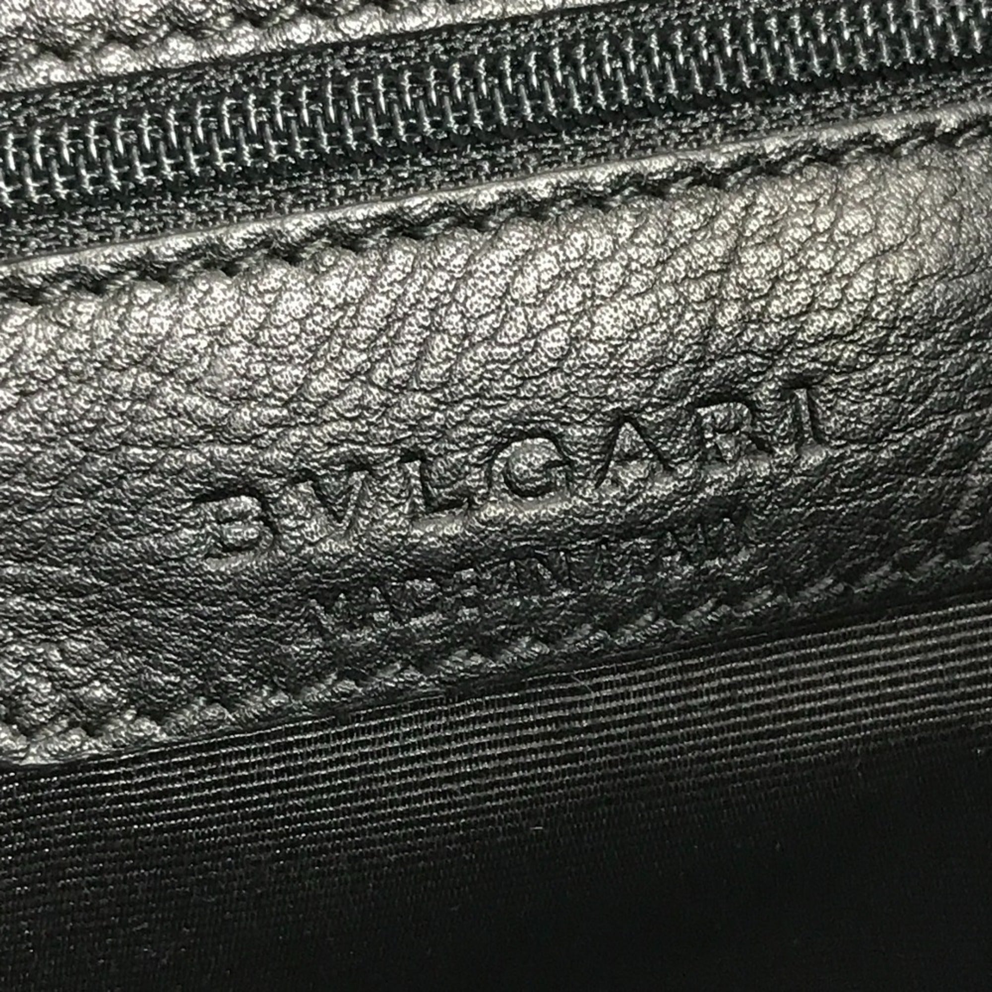 Bvlgari Collezione Black Gray Pvc Leather Shoulder Bag Tote Bag (Pre-Owned)