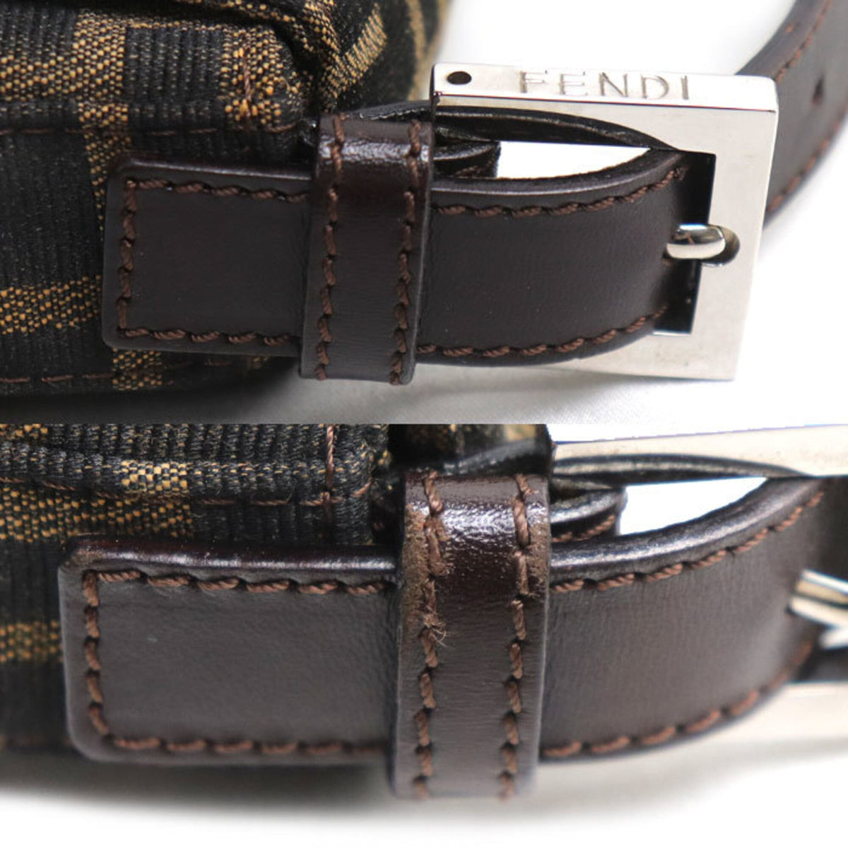Fendi Brown Canvas Leather Shoulder Bag (Pre-Owned)