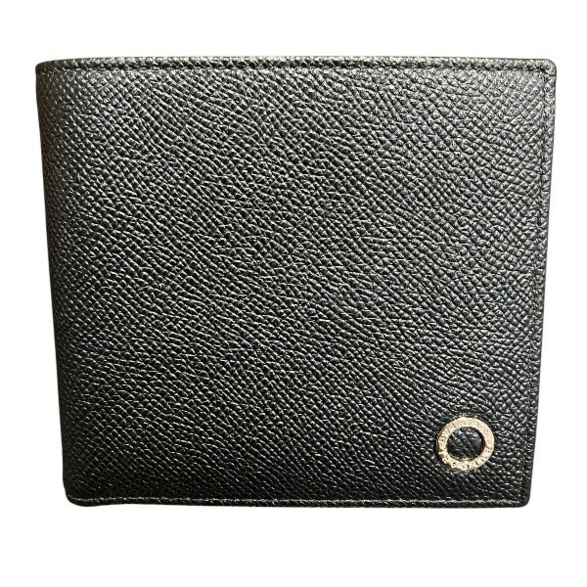 Bvlgari Black Blue Leather Coin Purse/Coin Case (Pre-Owned)