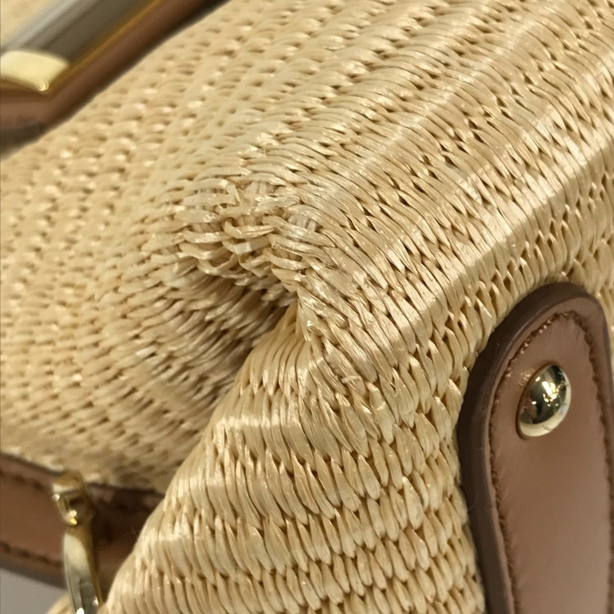 Salvatore Ferragamo Beige Straw Leather Handbag Shoulder Bag (Pre-Owned)