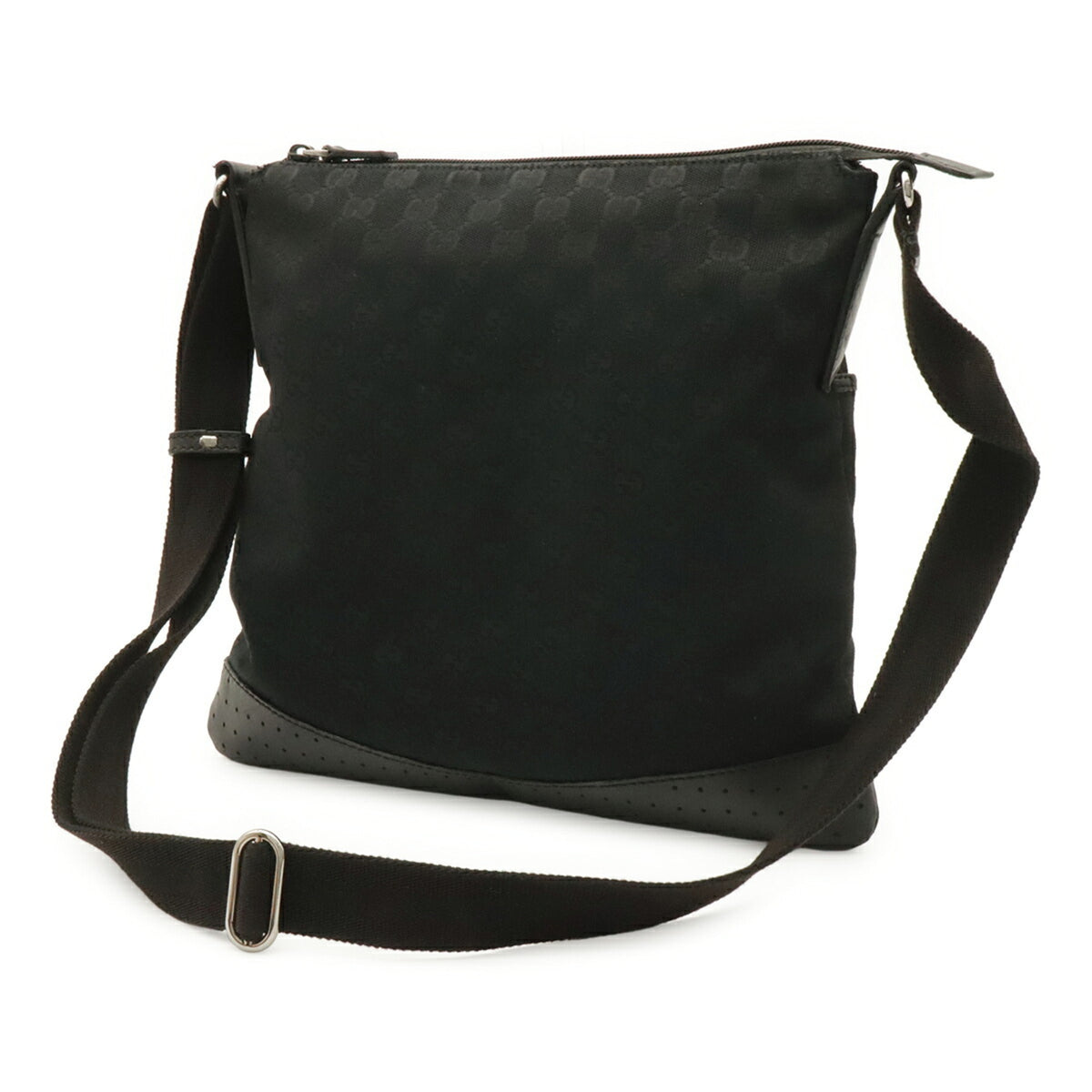 Gucci Black Canvas Leather Messenger Bag Shoulder Bag (Pre-Owned)