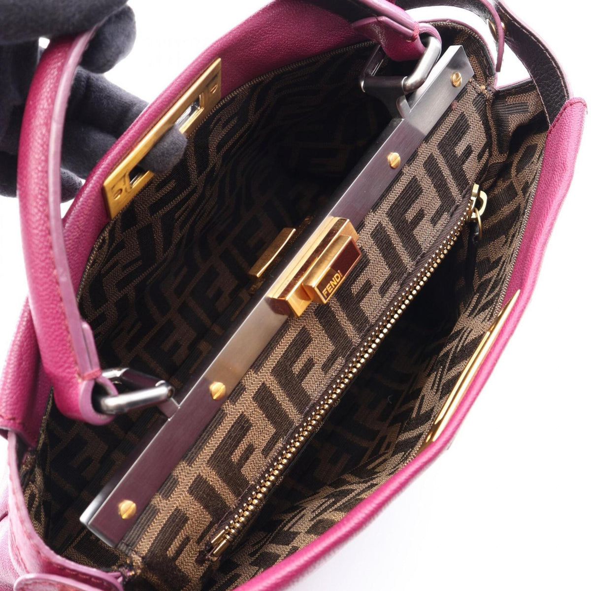 Fendi Peekaboo Purple Leather Handbag (Pre-Owned)