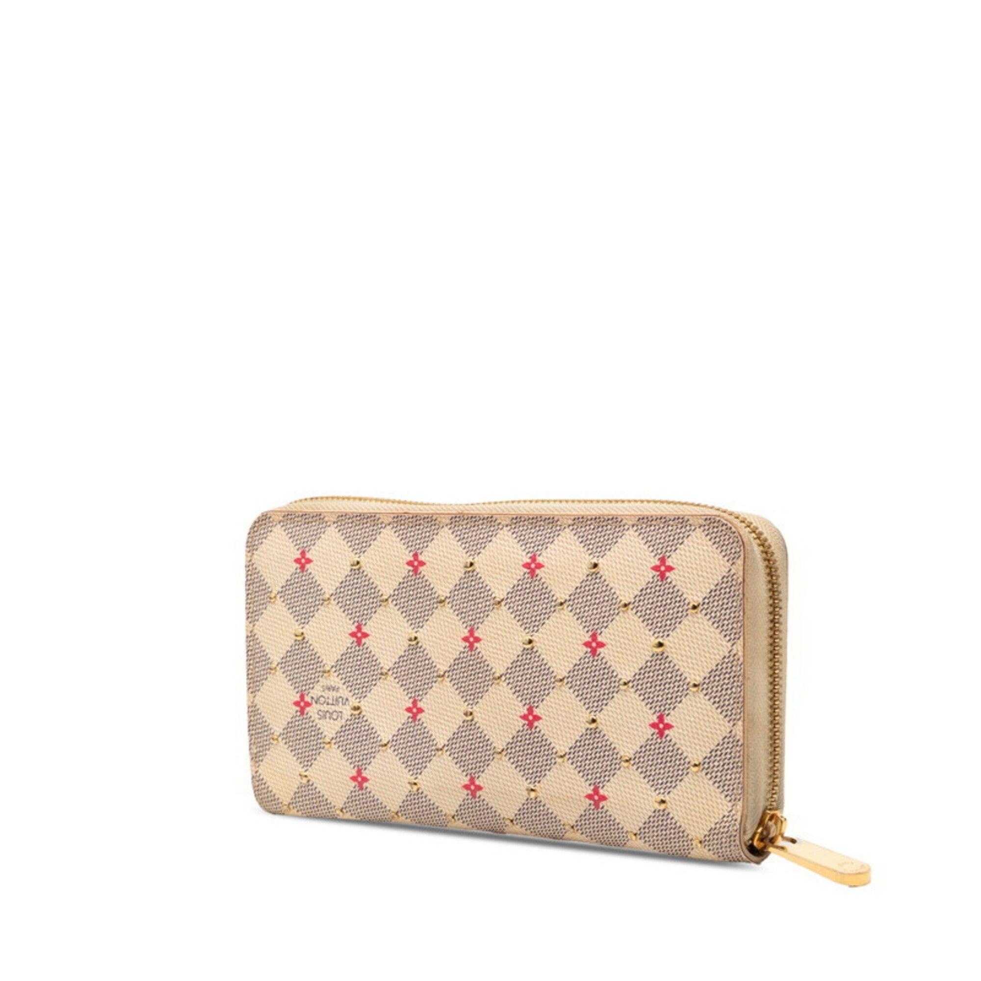 Louis Vuitton Damier Azur Pink White Pvc Long Wallet (Bi-Fold) (Pre-Owned)