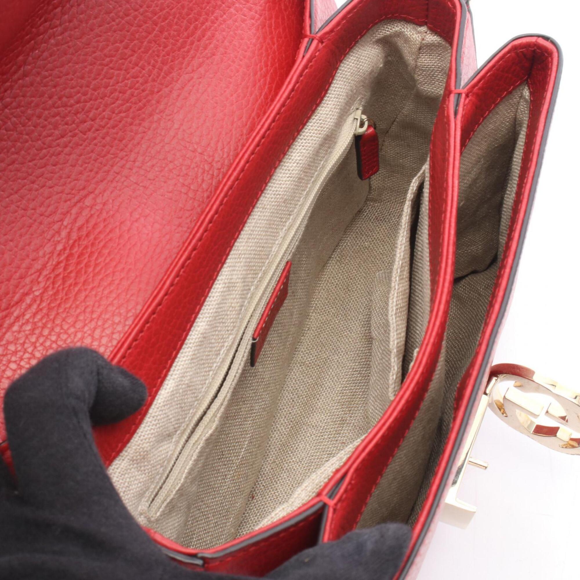 Gucci Red Color Leather Handbag (Pre-Owned)