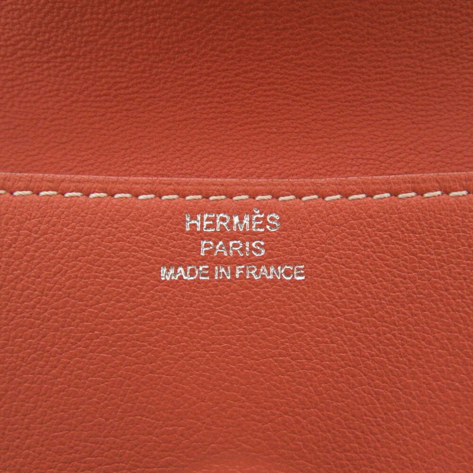 Hermes Crevette Sanguine Swift Leather Coin Purse/Coin Case (Pre-Owned)