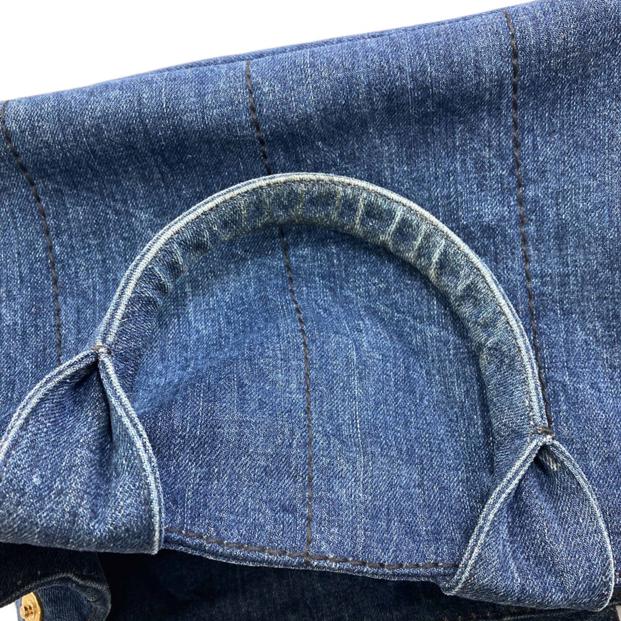 Prada Canapa Blue Denim Tote Bag (Pre-Owned)