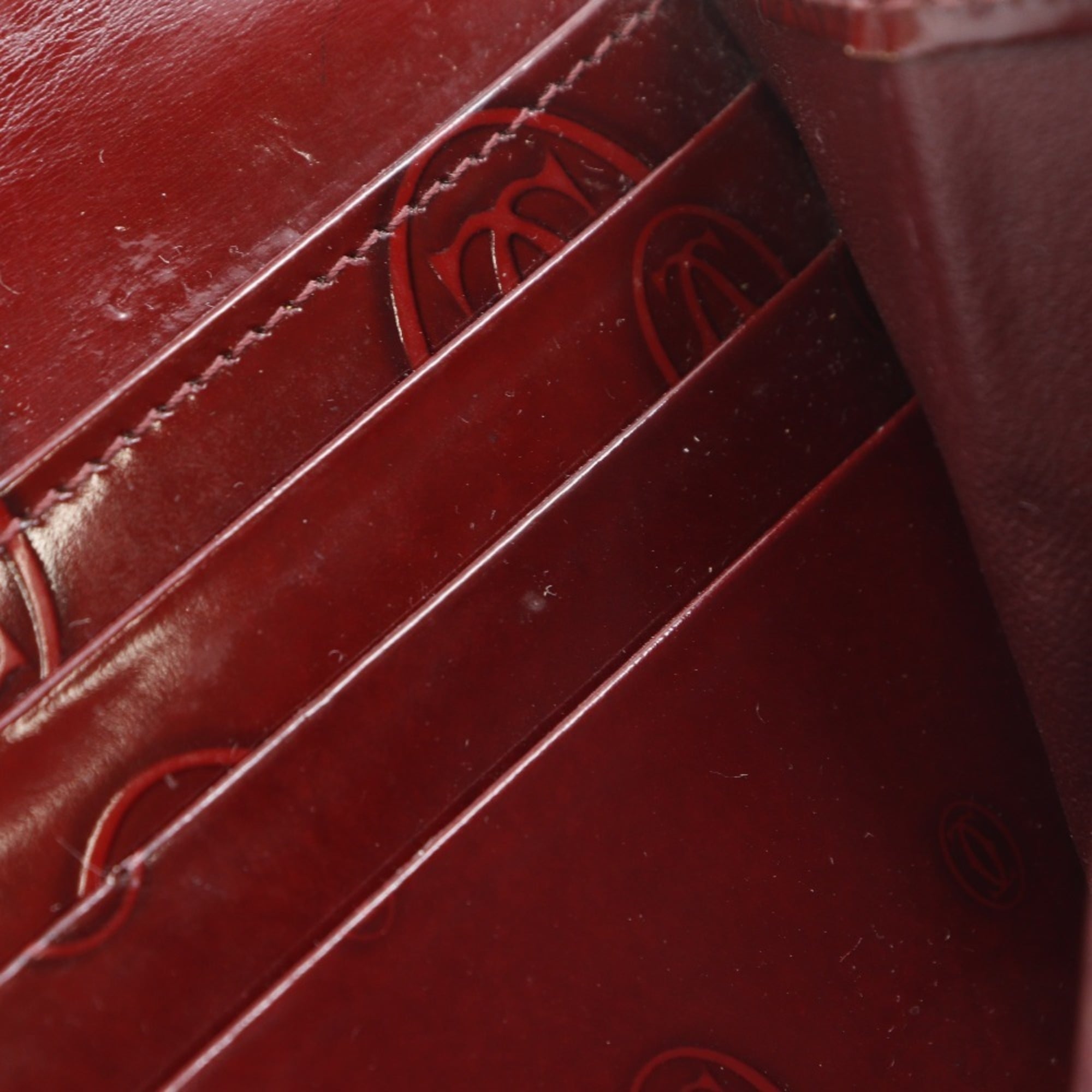 Cartier Bordeaux Patent Leather Long Wallet (Bi-Fold) (Pre-Owned)