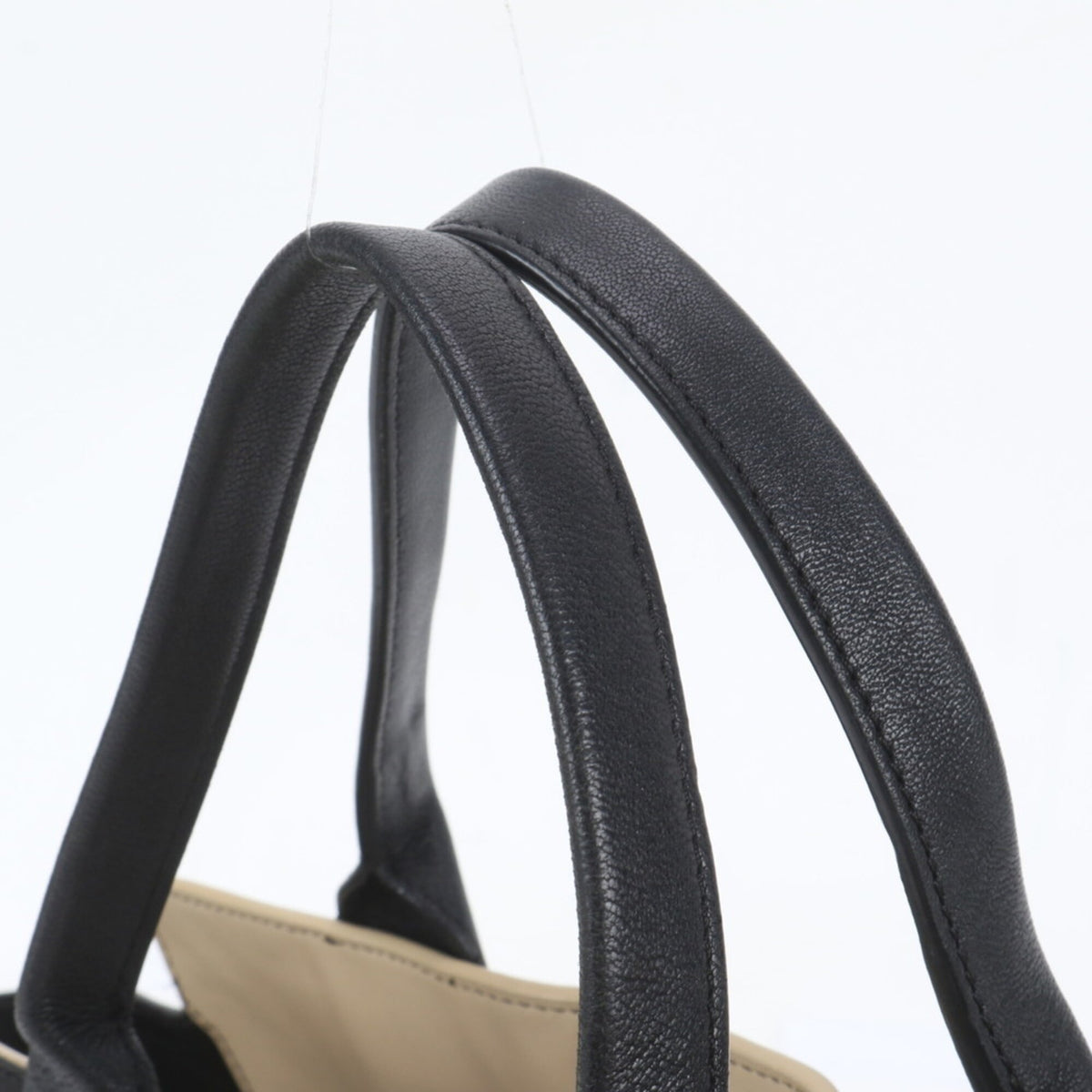 Chloé Beige Black Leather Handbag Shoulder Bag Tote Bag (Pre-Owned)