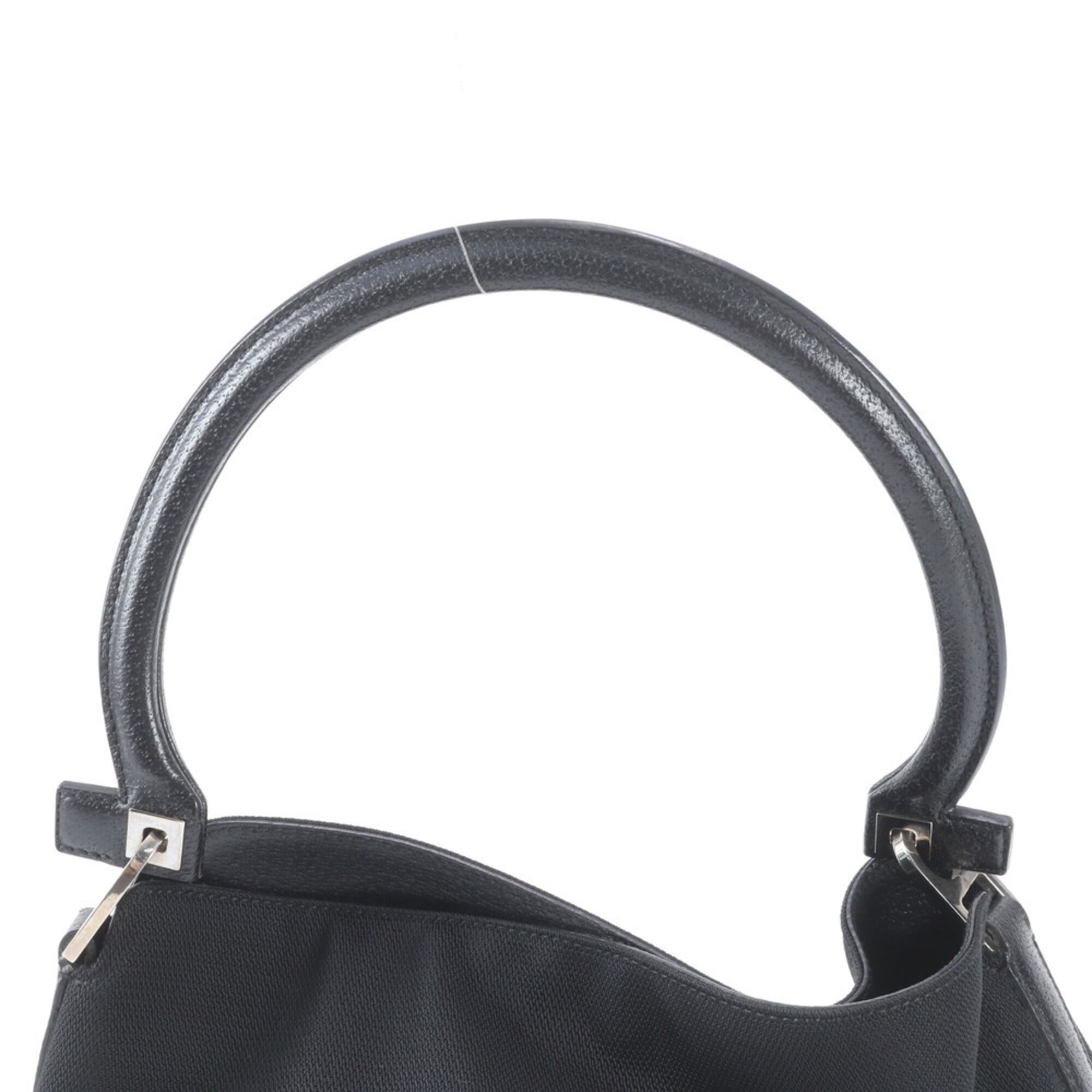 Salvatore Ferragamo Gancini Black Leather Nylon Handbag Shoulder Bag (Pre-Owned)