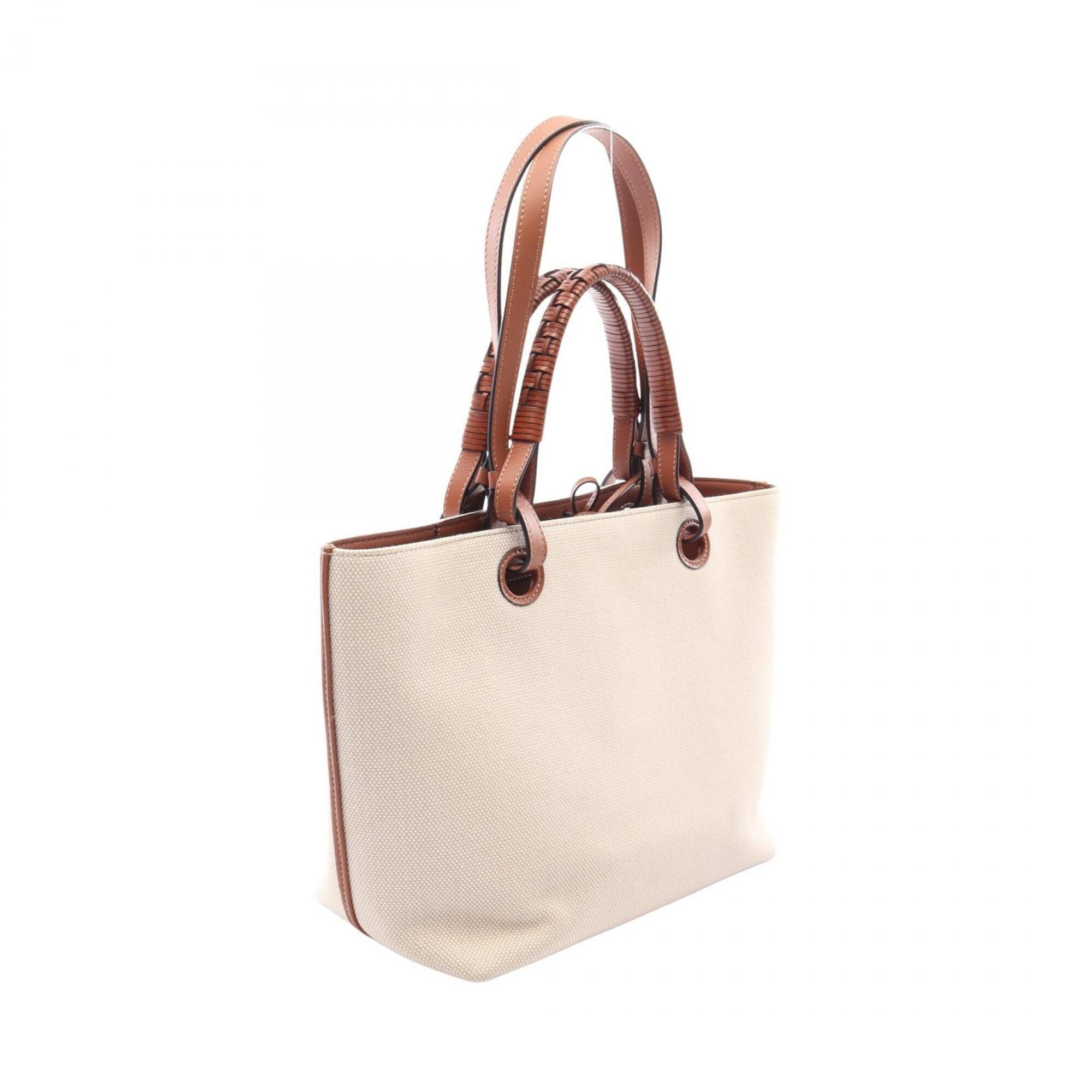 Loewe Beige Brown Canvas Leather Handbag Tote Bag (Pre-Owned)