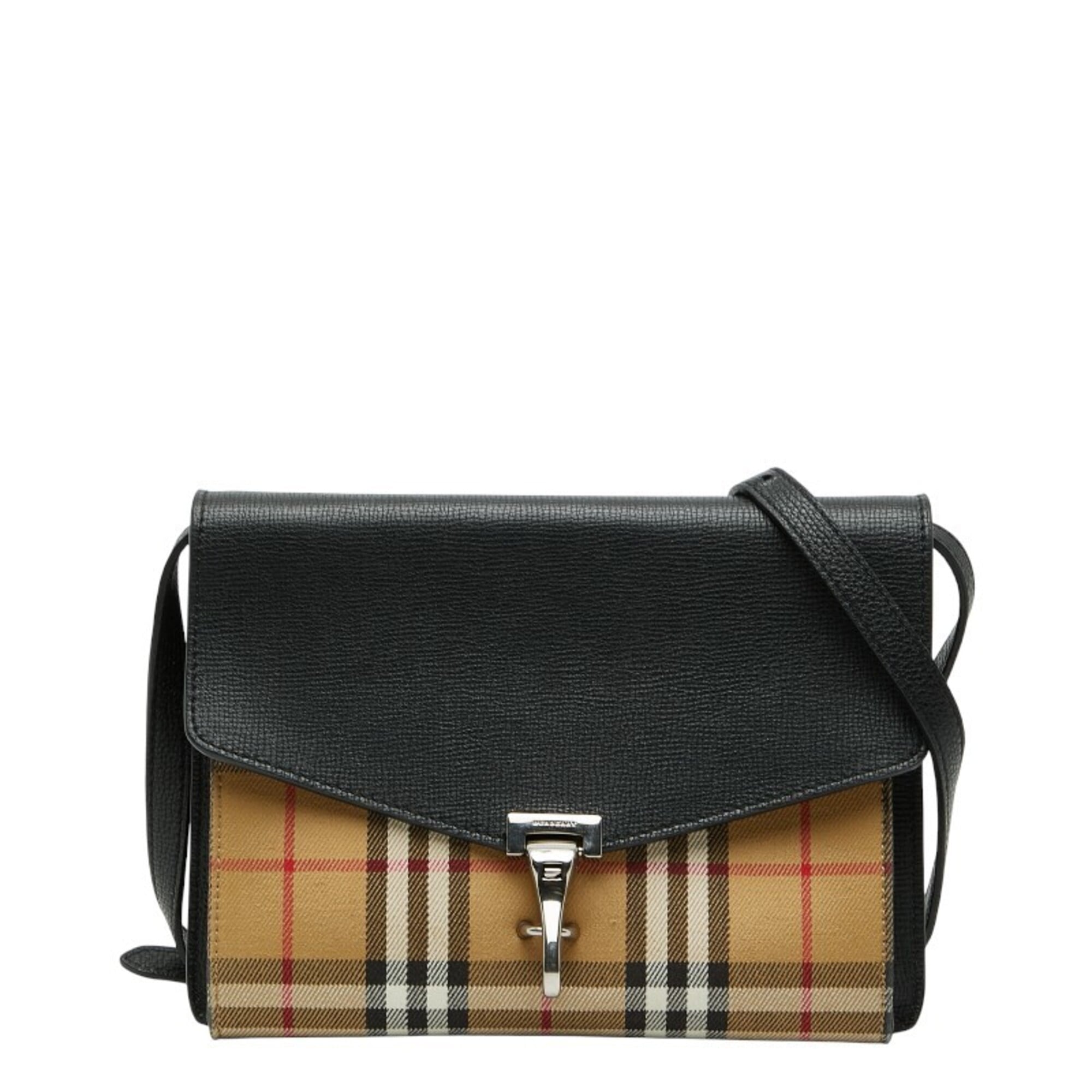 Burberry Black Brown Canvas Shoulder Bag (Pre-Owned)