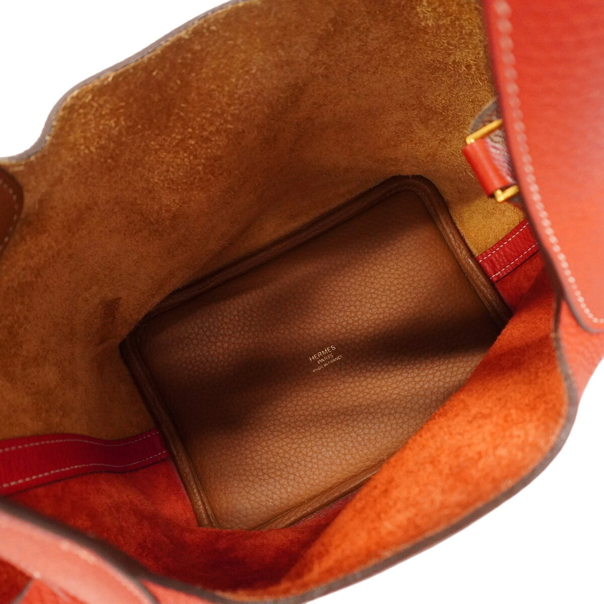 Hermes Gold Taurillon Clemence Leather Handbag (Pre-Owned)