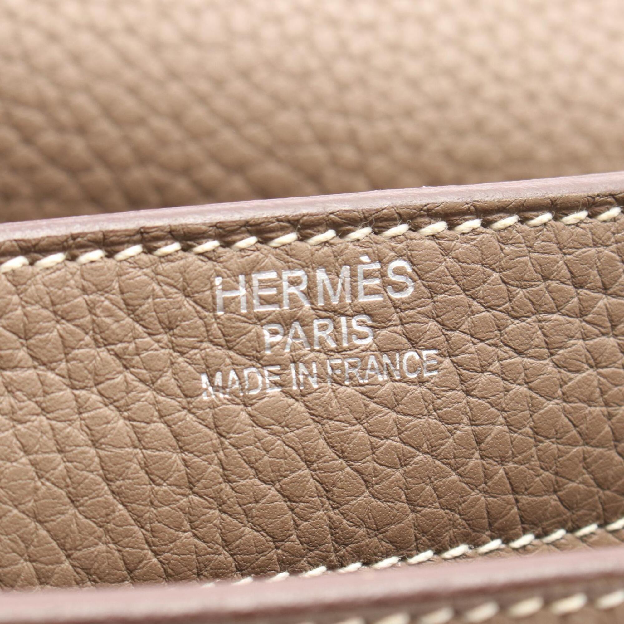Hermes Gray Taurillon Clemence Leather Leather Handbag (Pre-Owned)