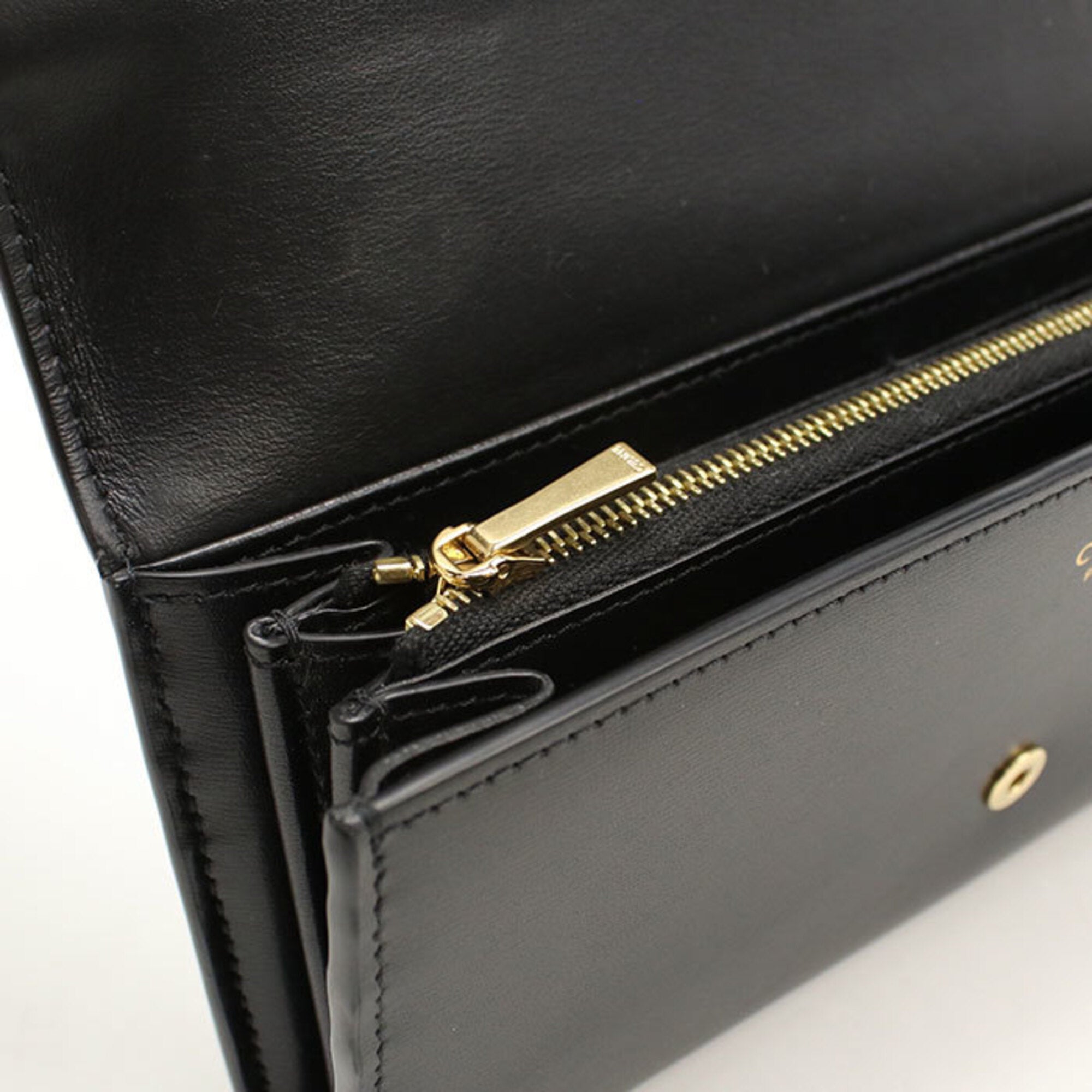 Celine Black Leather Long Wallet (Bi-Fold) (Pre-Owned)