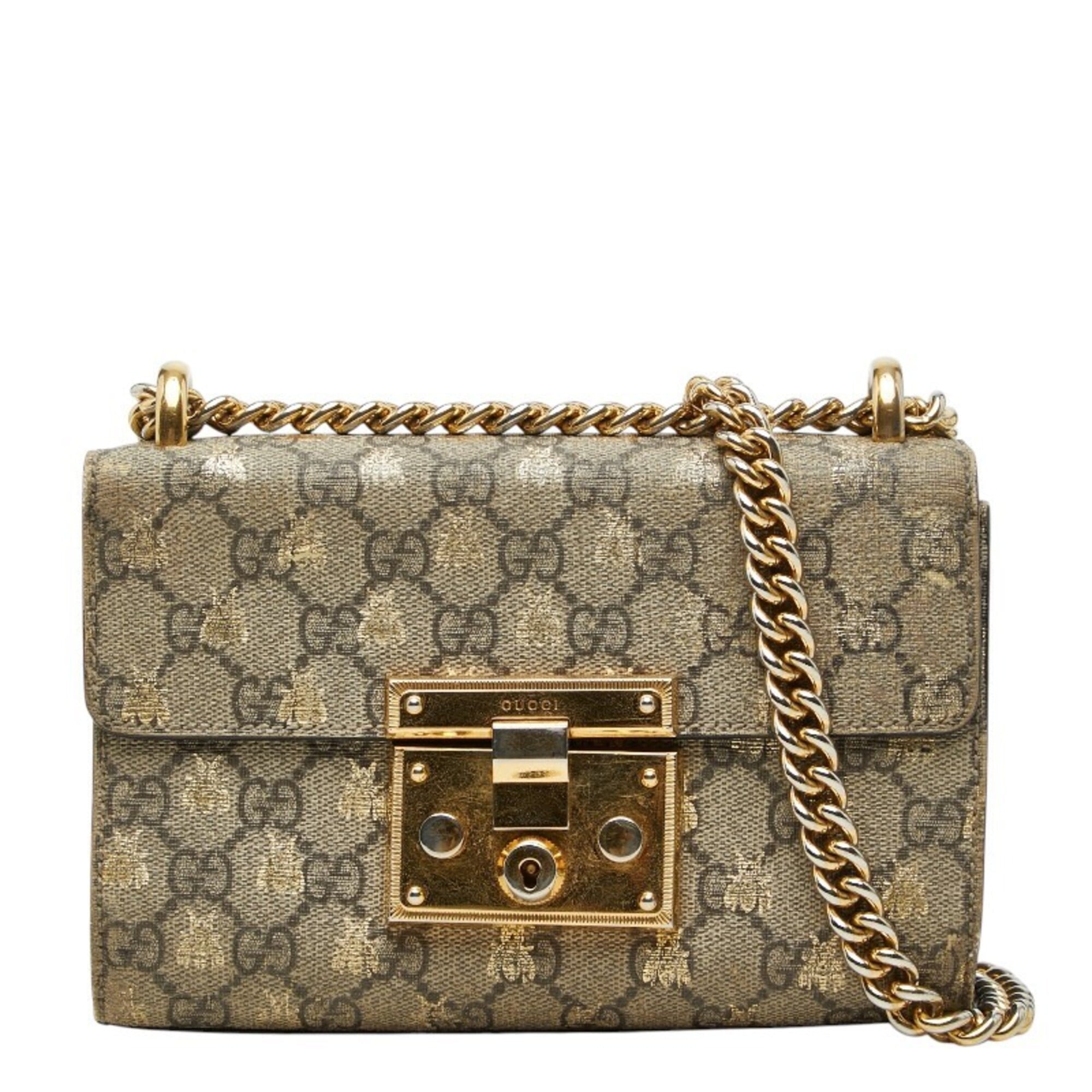 Gucci Black Gold Leather Shoulder Bag (Pre-Owned)
