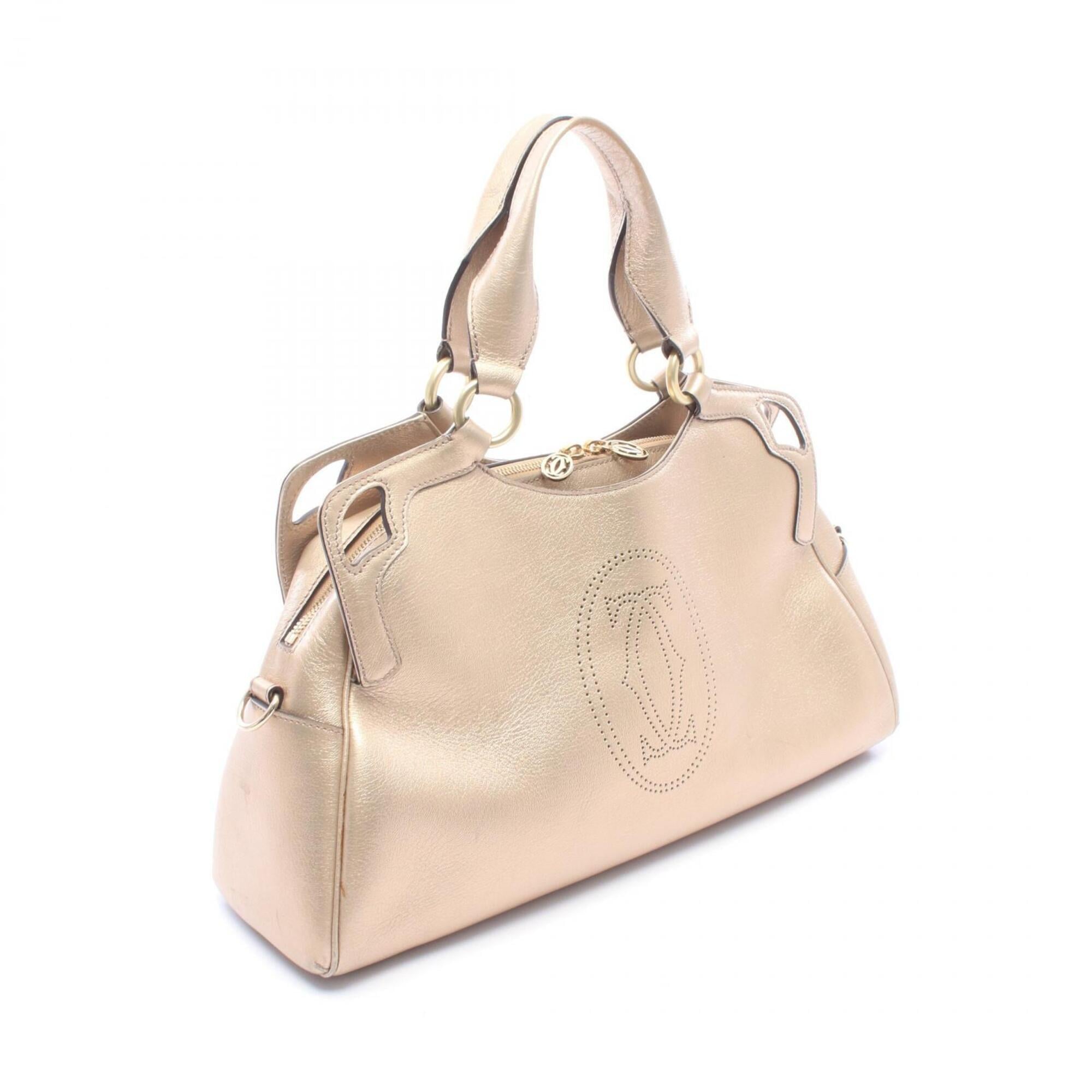 Cartier Gold Leather Handbag (Pre-Owned)
