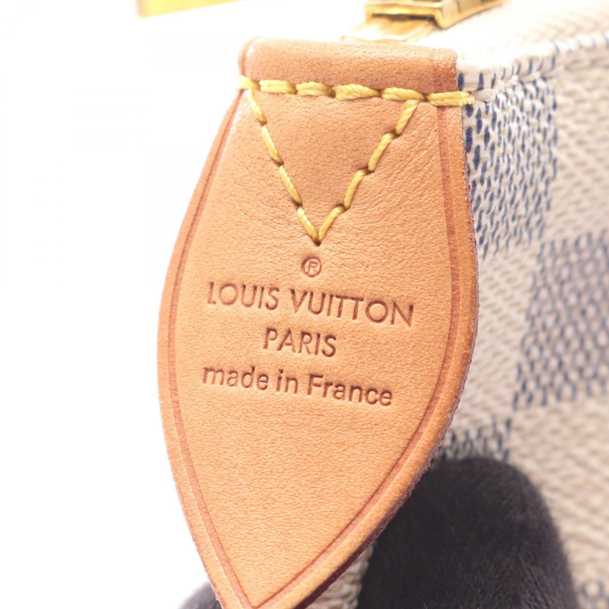 Louis Vuitton White Coated Canvas Pvc Damier Azur Leather Handbag Tote Bag (Pre-Owned)