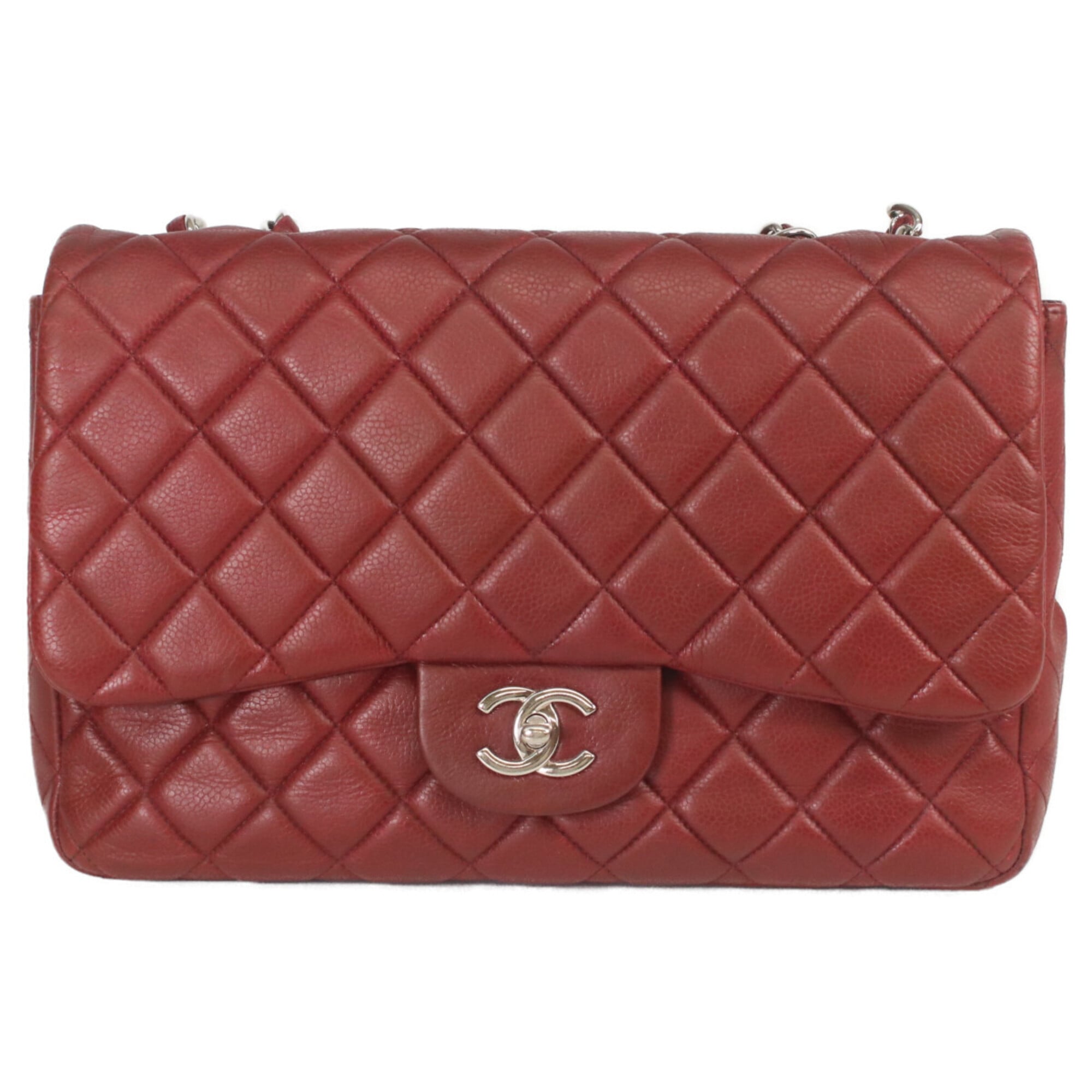 Chanel Red Color Grained Calfskin Tote Bag (Pre-Owned)