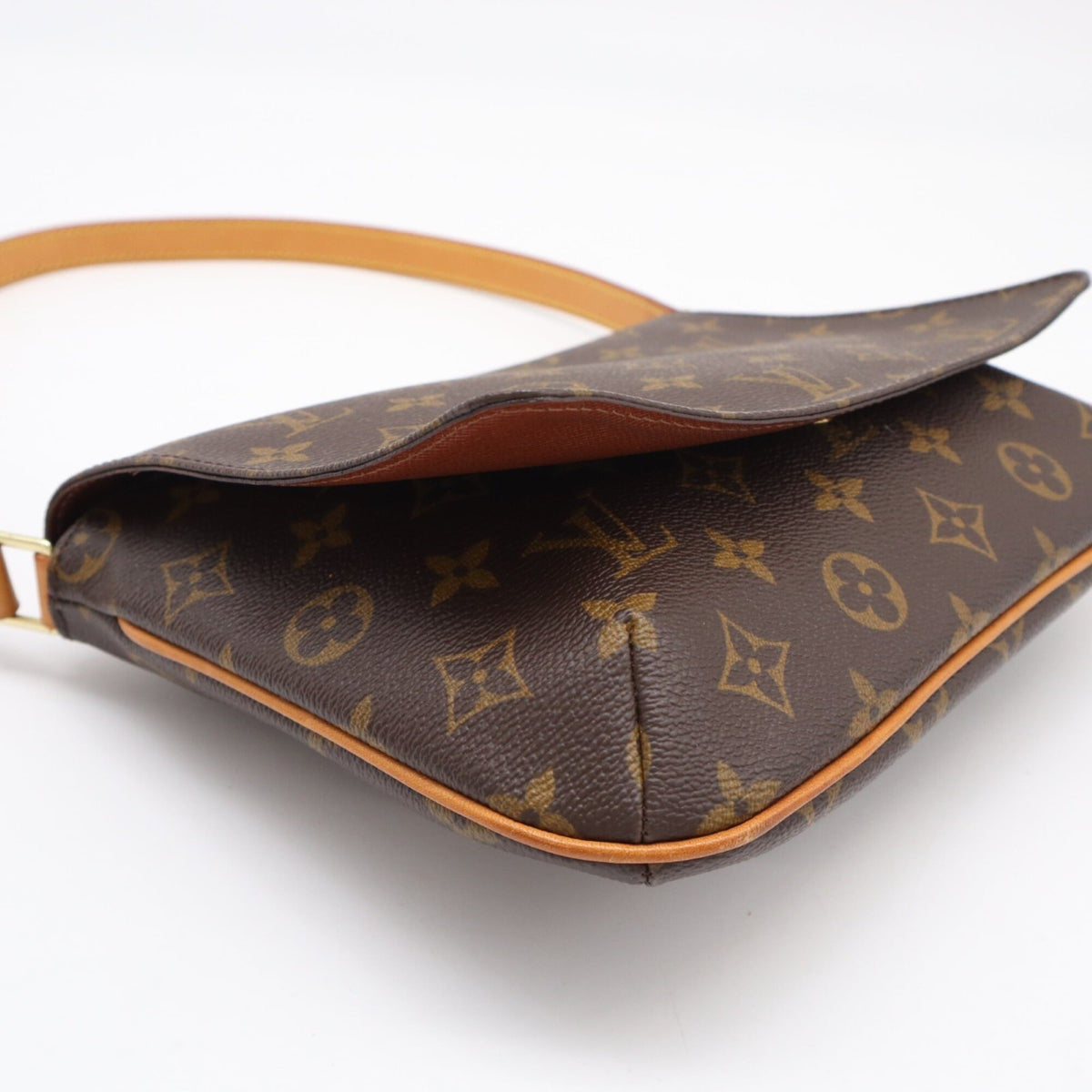 Louis Vuitton Beige Brown Coated Canvas Leather Shoulder Bag (Pre-Owned)