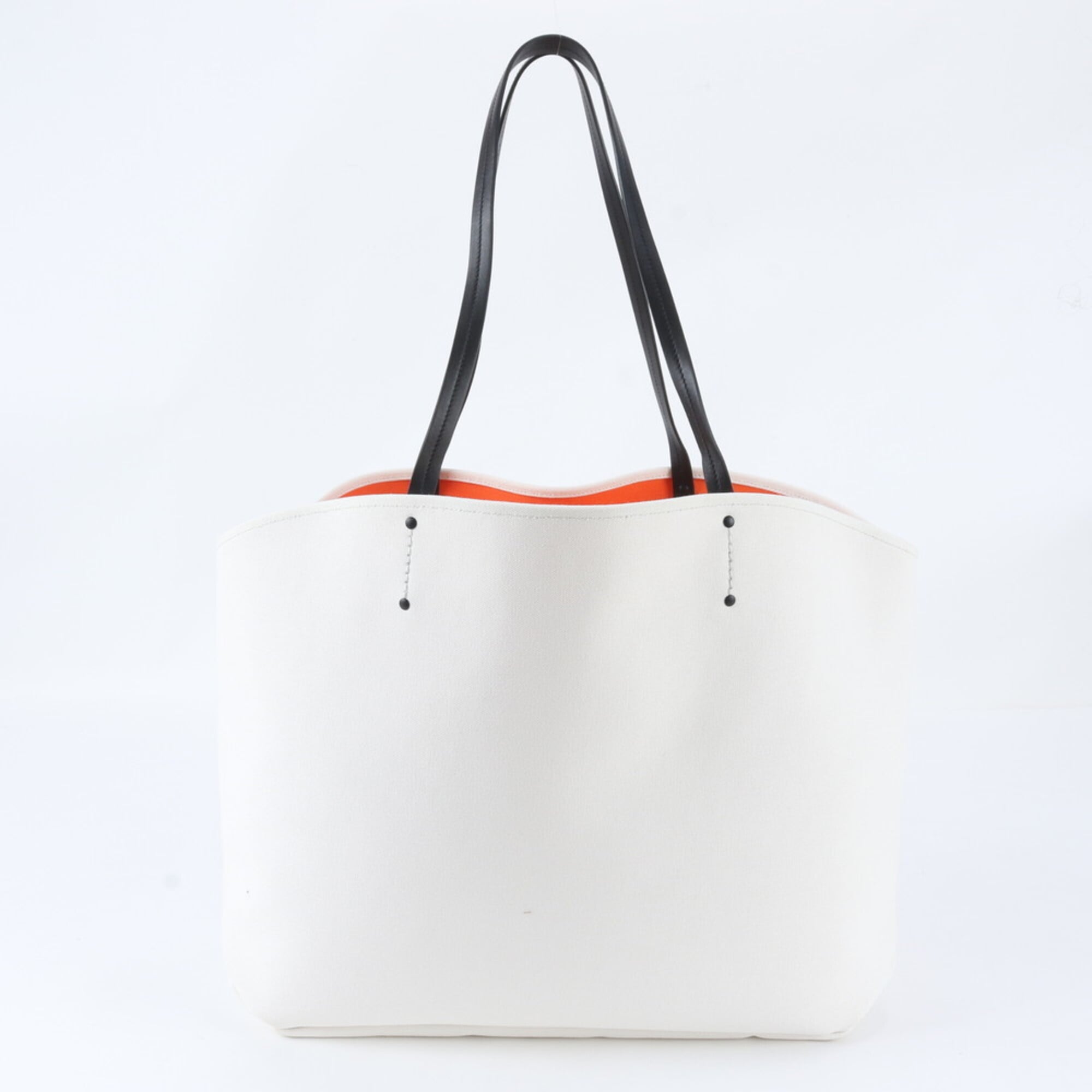 Prada Black Orange White Leather Canvas Handbag Pouch Tote Bag (Pre-Owned)