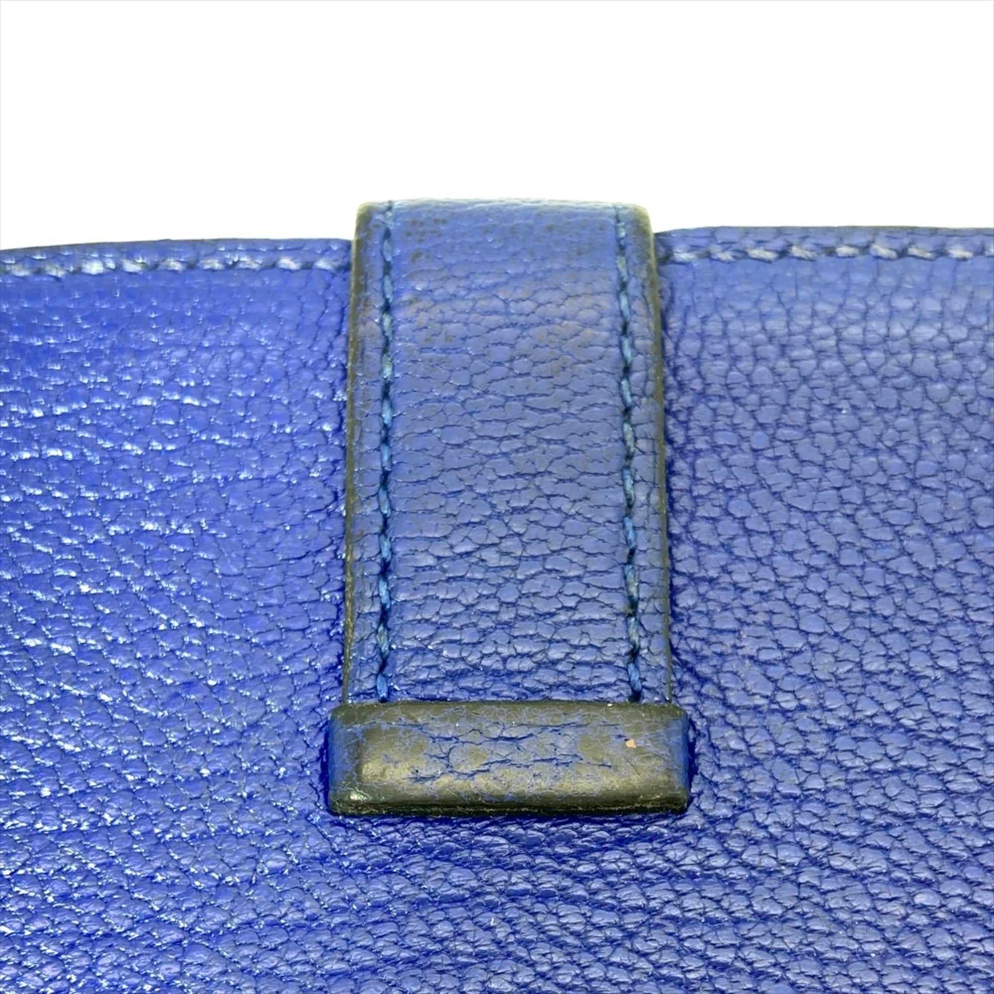 Hermes Blue Chevre Leather Long Wallet (Bi-Fold) (Pre-Owned)