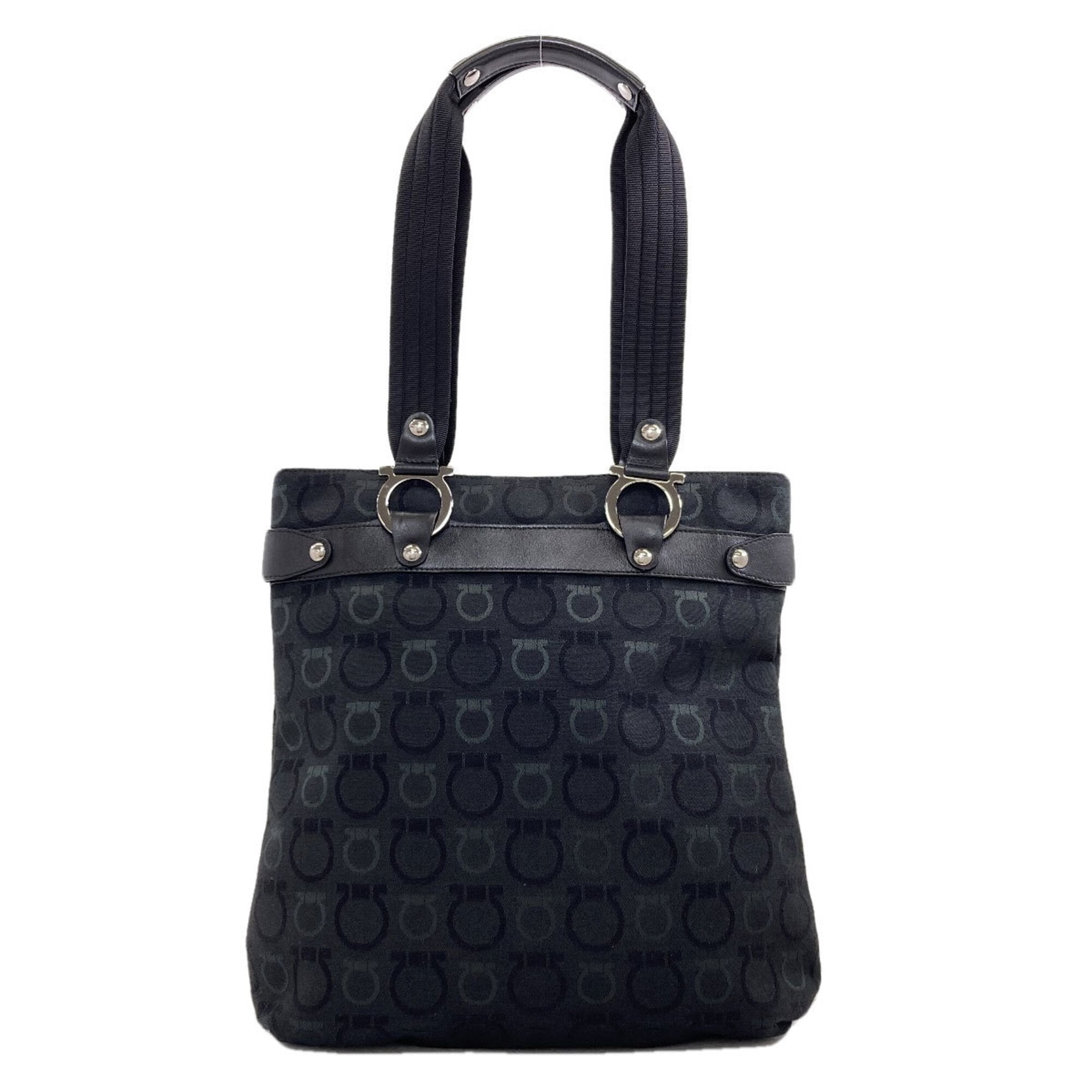 Salvatore Ferragamo Black Canvas Tote Bag (Pre-Owned)