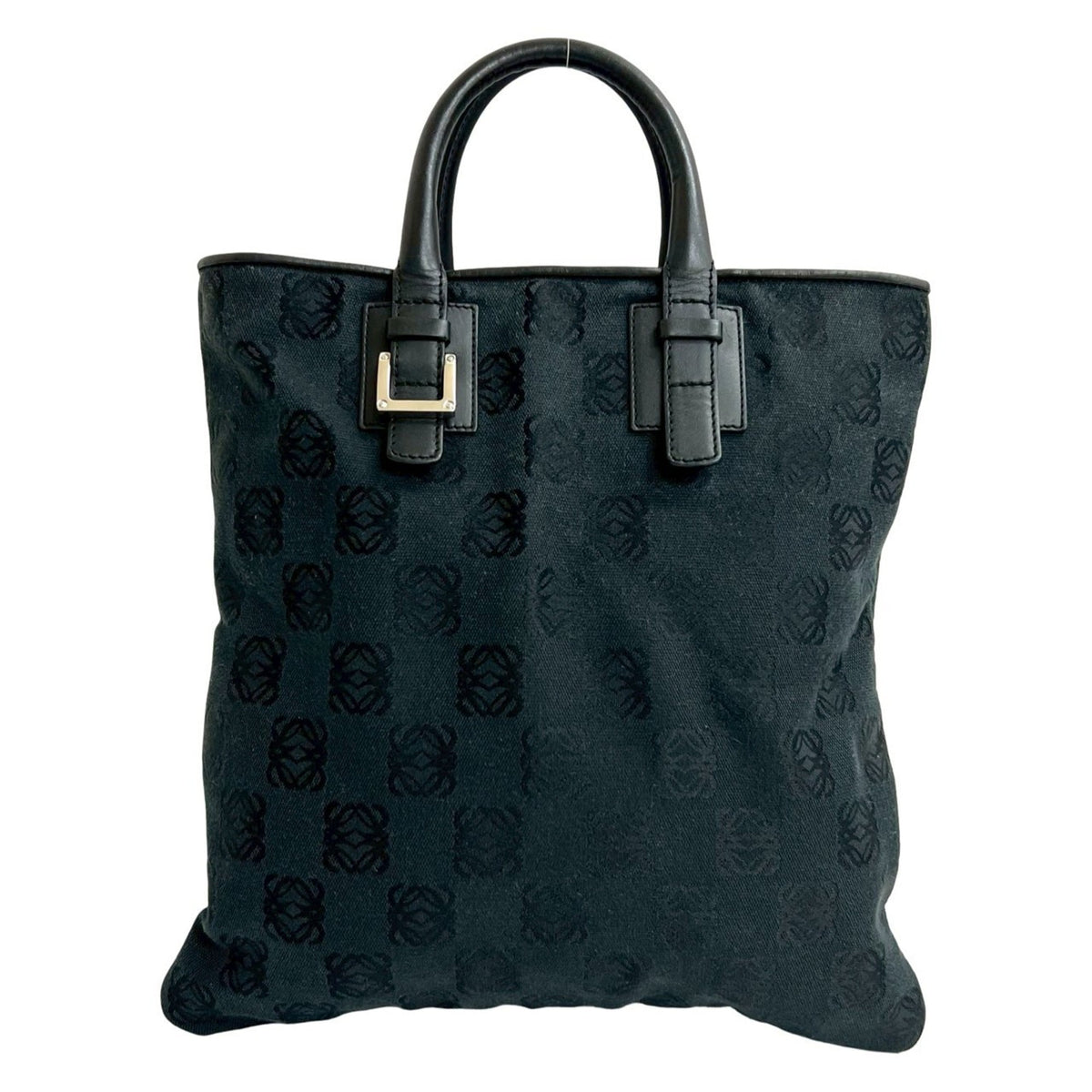 Loewe Black Canvas Leather Handbag Tote Bag (Pre-Owned)
