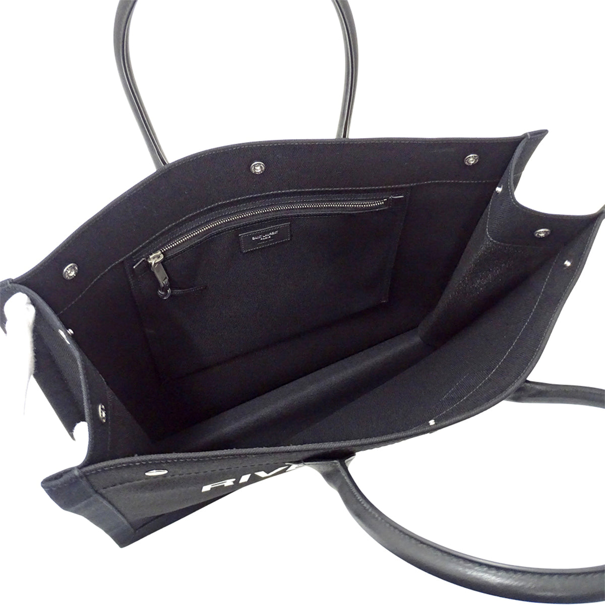 Saint Laurent Black Canvas Handbag Tote Bag (Pre-Owned)