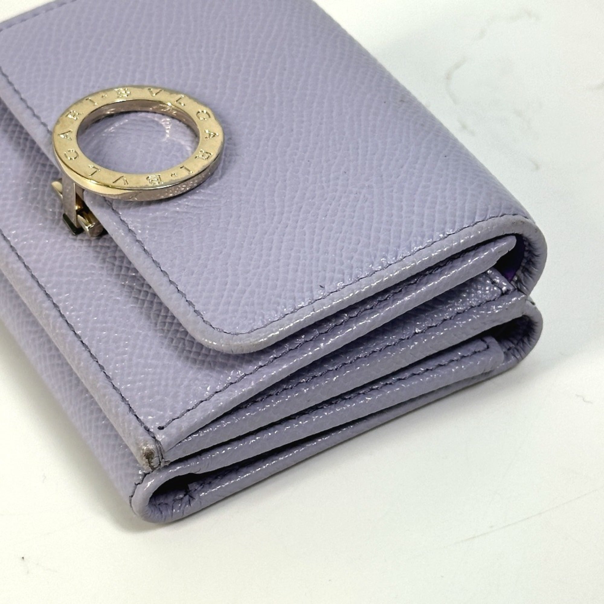 Bvlgari Purple Leather Wallet (Tri-Fold) (Pre-Owned)