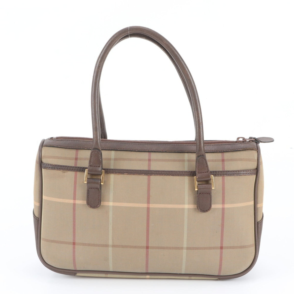 Burberry Brown Leather Canvas Handbag Shoulder Bag Tote Bag (Pre-Owned)