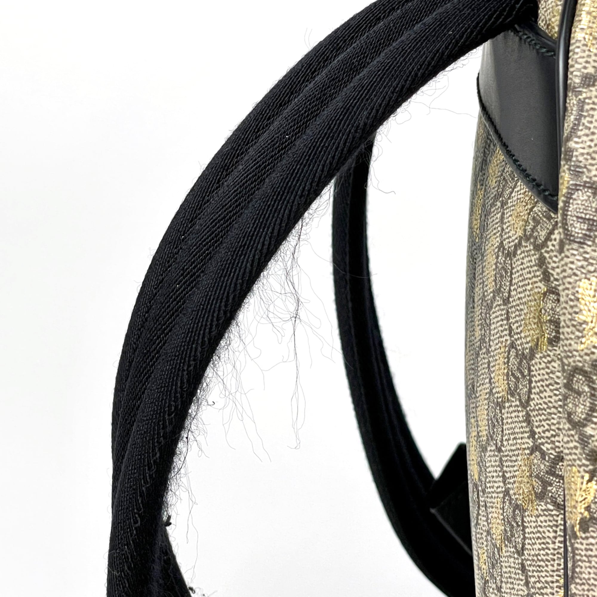 Gucci Beige Black Coated Canvas Leather Backpack (Pre-Owned)