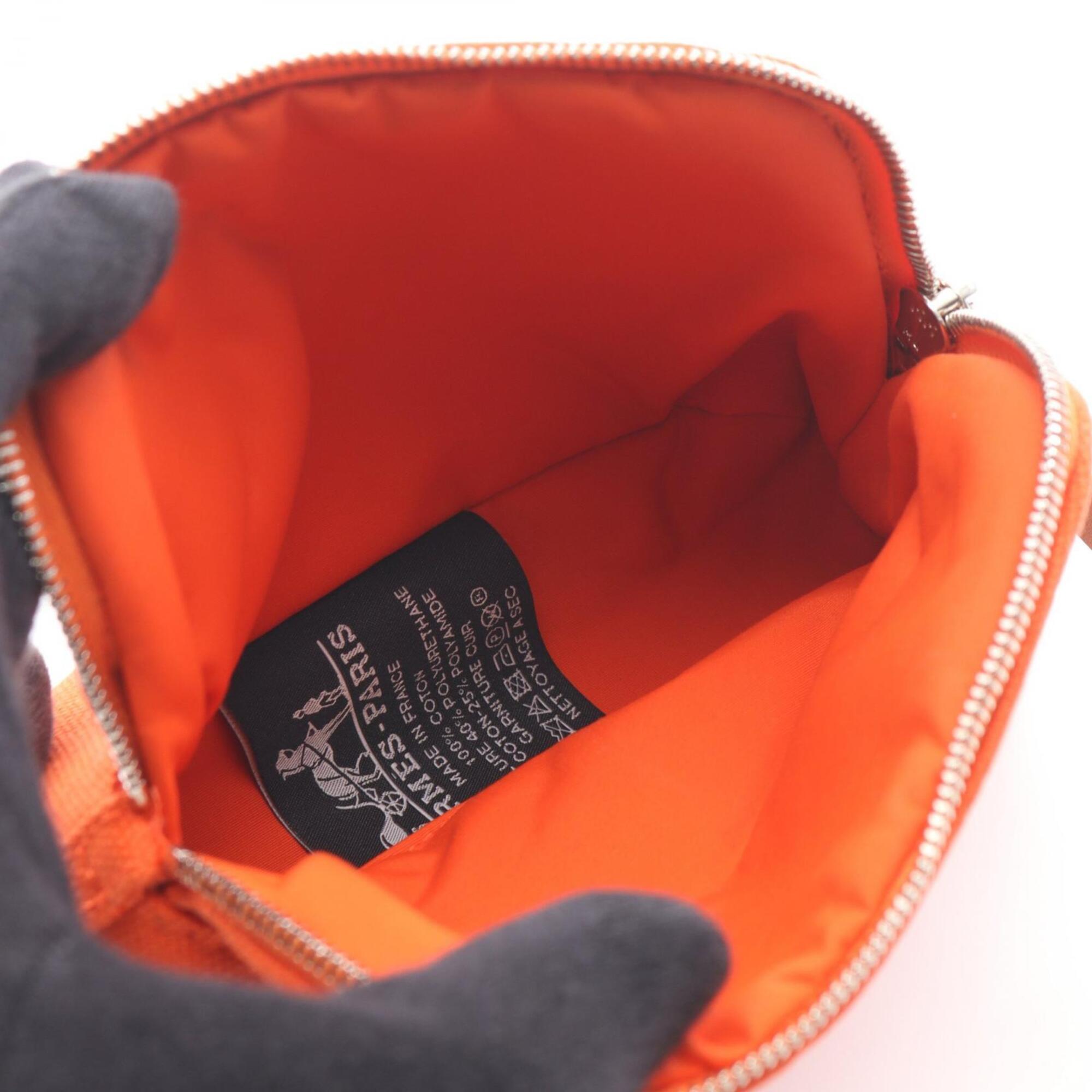 Hermes Feu Orange Canvas Leather Handbag Pouch (Pre-Owned)