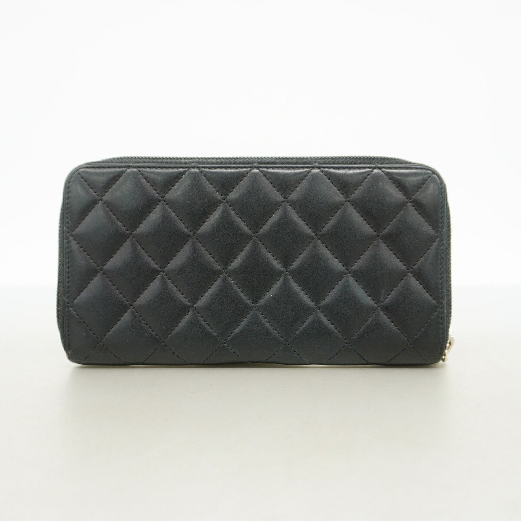 Chanel Black Leather Long Wallet (Bi-Fold) (Pre-Owned)