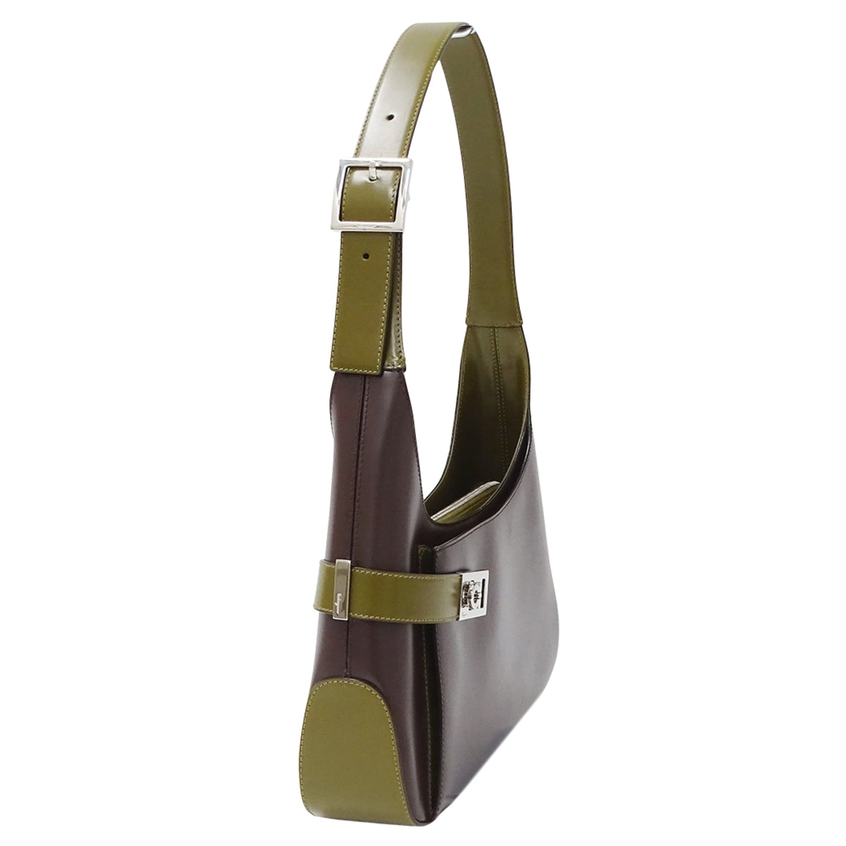 Salvatore Ferragamo Brown Khaki Leather Shoulder Bag (Pre-Owned)