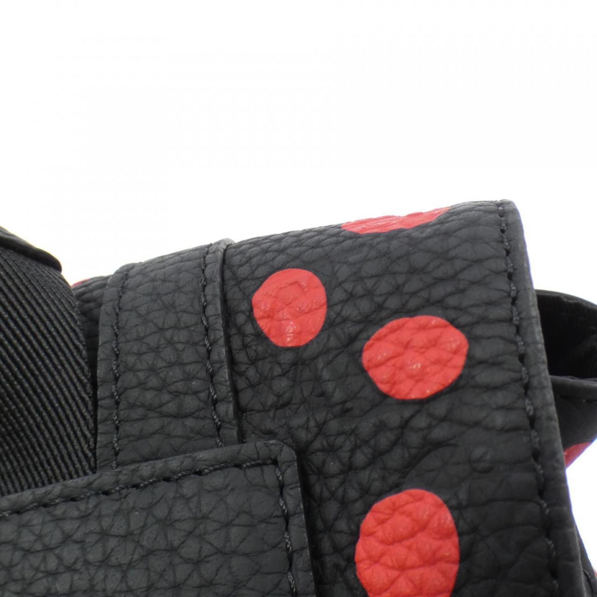 Louis Vuitton Black Red Color Leather Backpack (Pre-Owned)