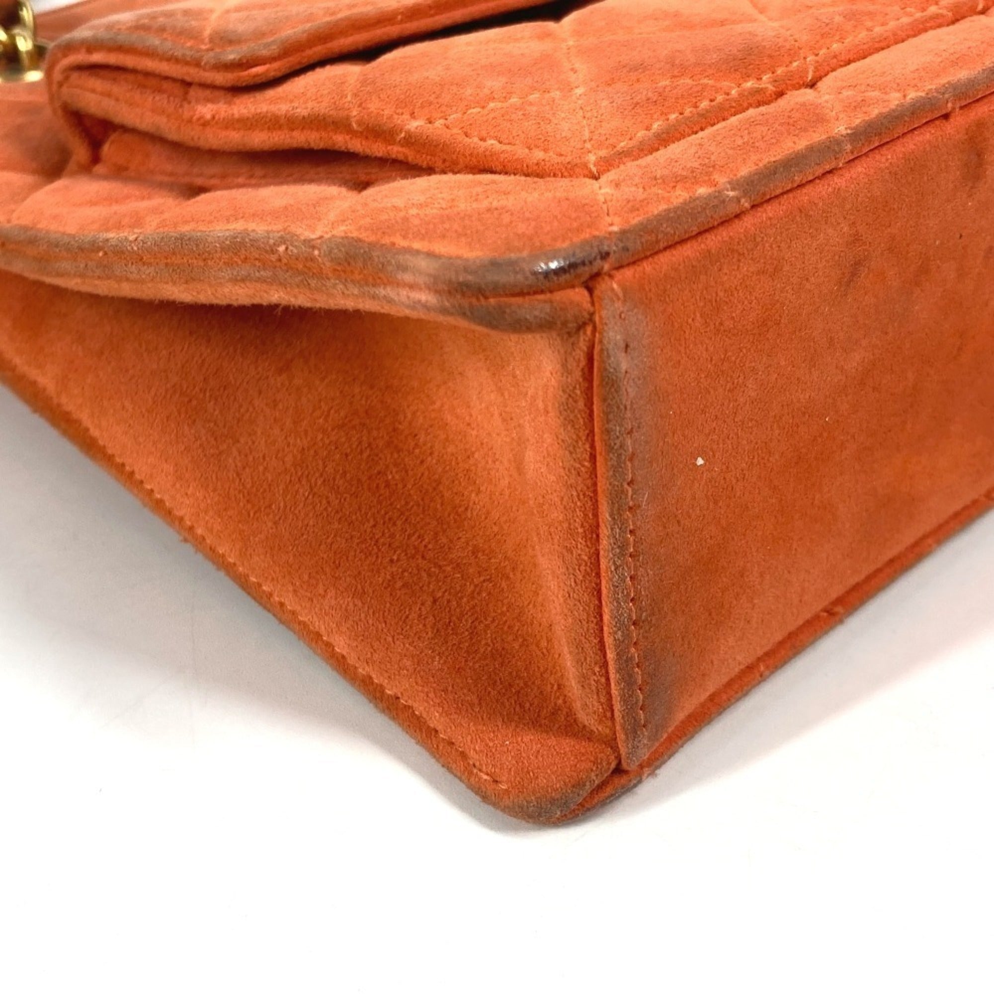 Chanel Orange Suede Handbag Shoulder Bag (Pre-Owned)
