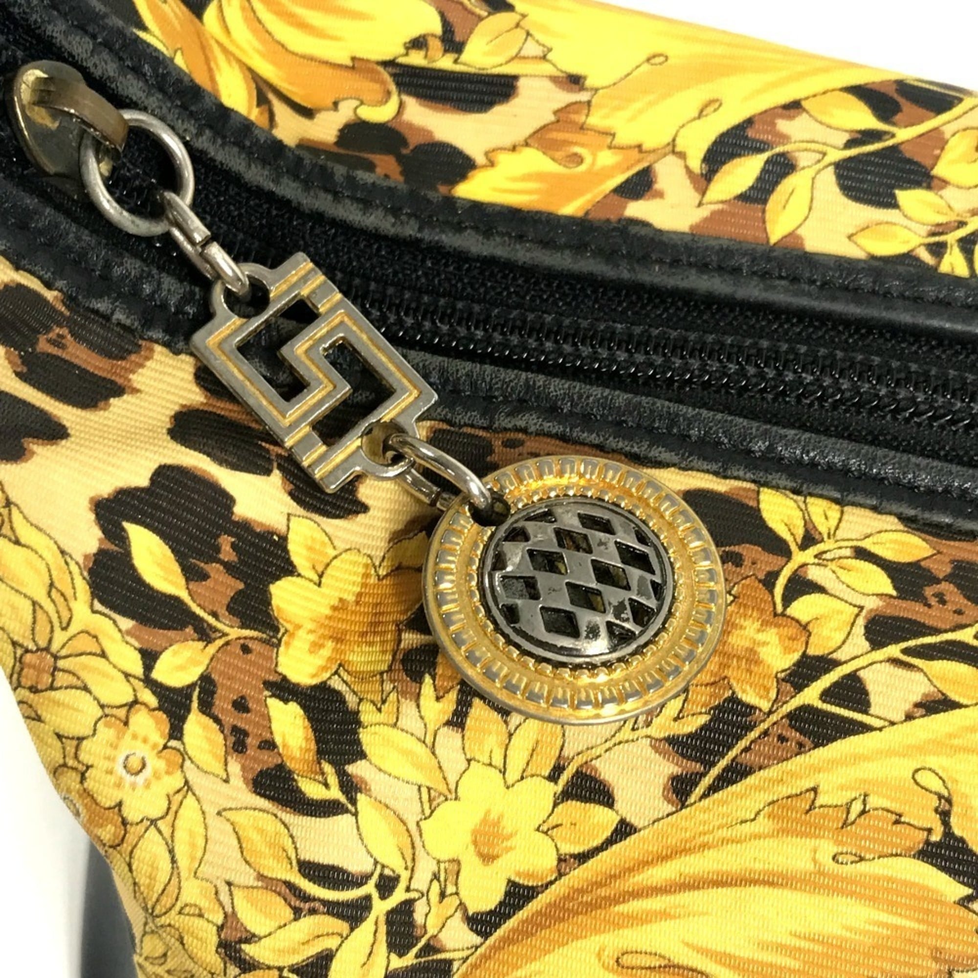 Versace Black Yellow Pvc Leather Handbag Pouch Vanity Bag (Pre-Owned)