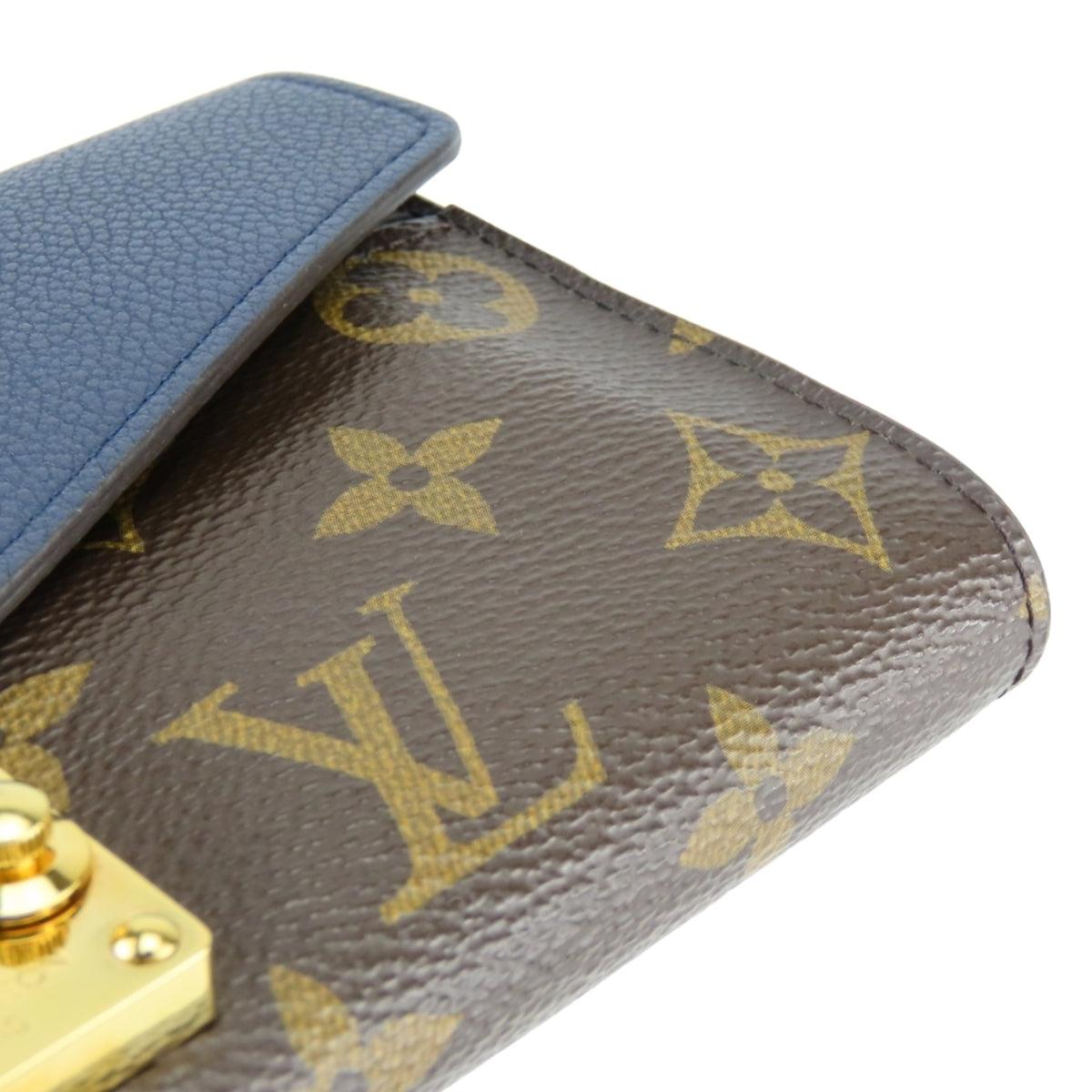 Louis Vuitton Brown Monogram Navy Blue Monogram Leather Long Wallet (Bi-Fold) (Pre-Owned)