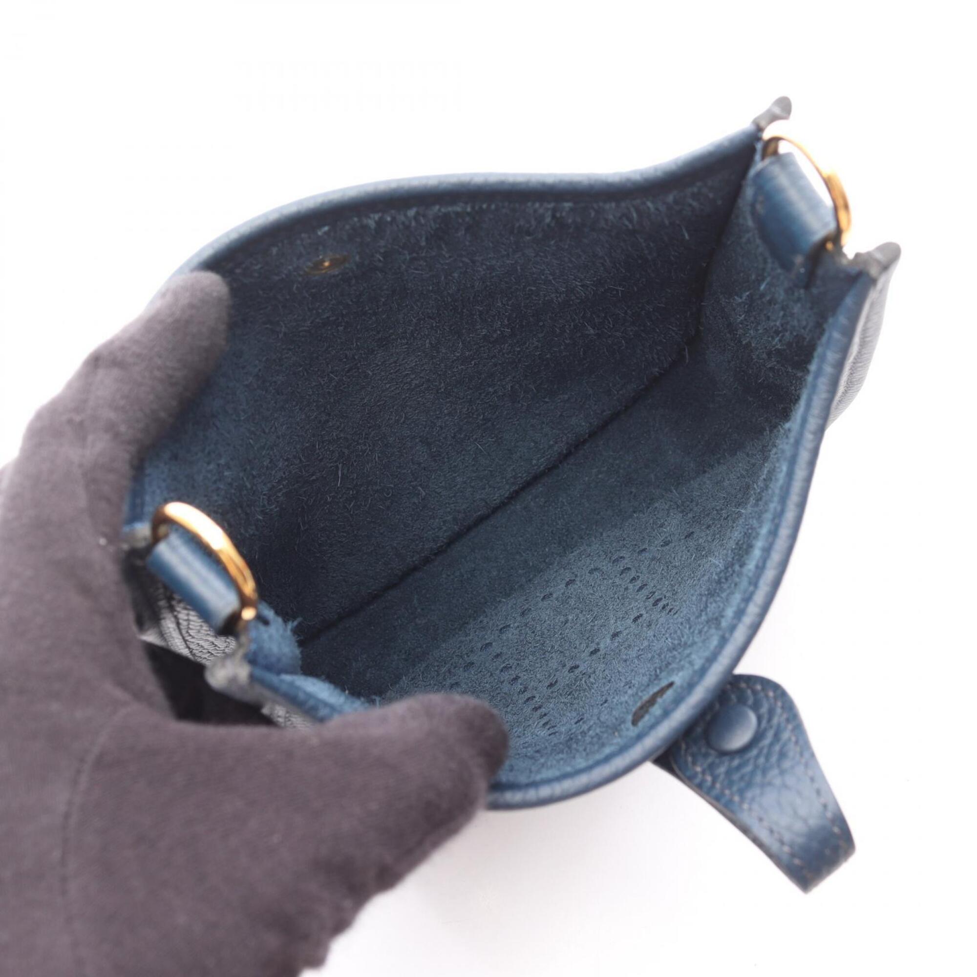 Hermes Blue Taurillon Clemence Leather Handbag Shoulder Bag (Pre-Owned)