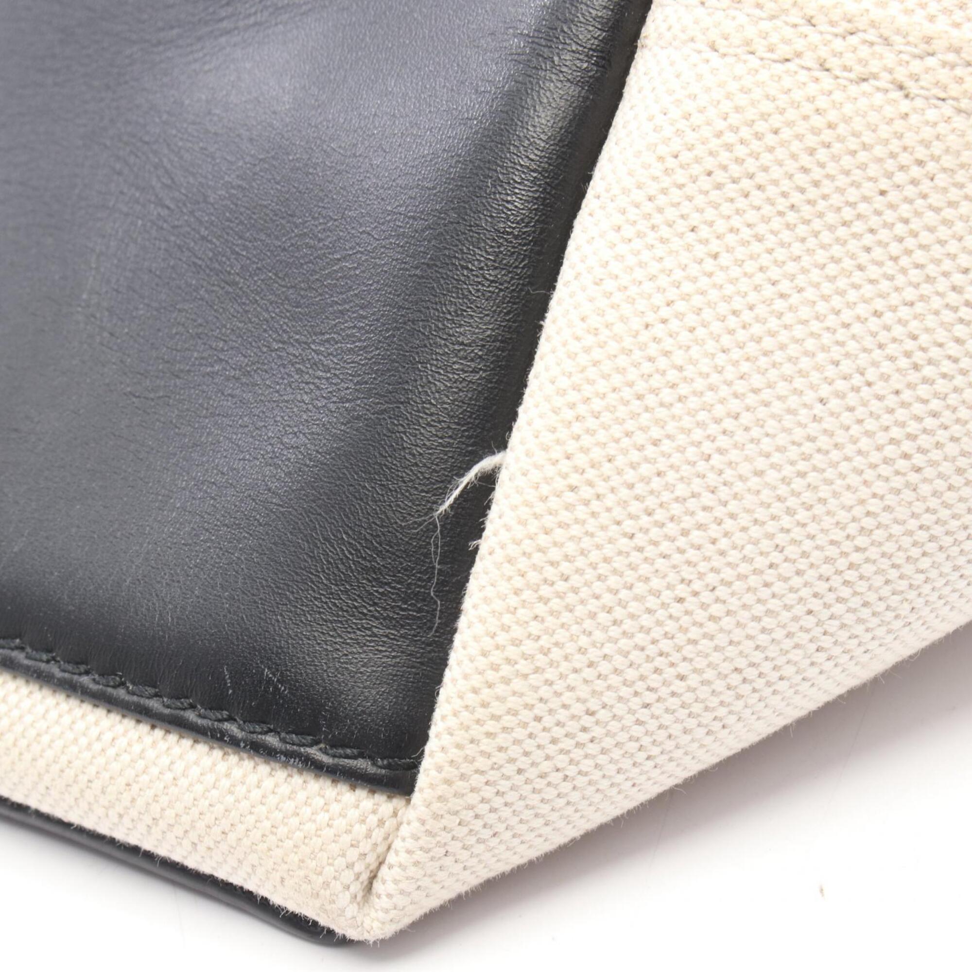 Balenciaga Black White Canvas Leather Handbag Pouch Tote Bag (Pre-Owned)