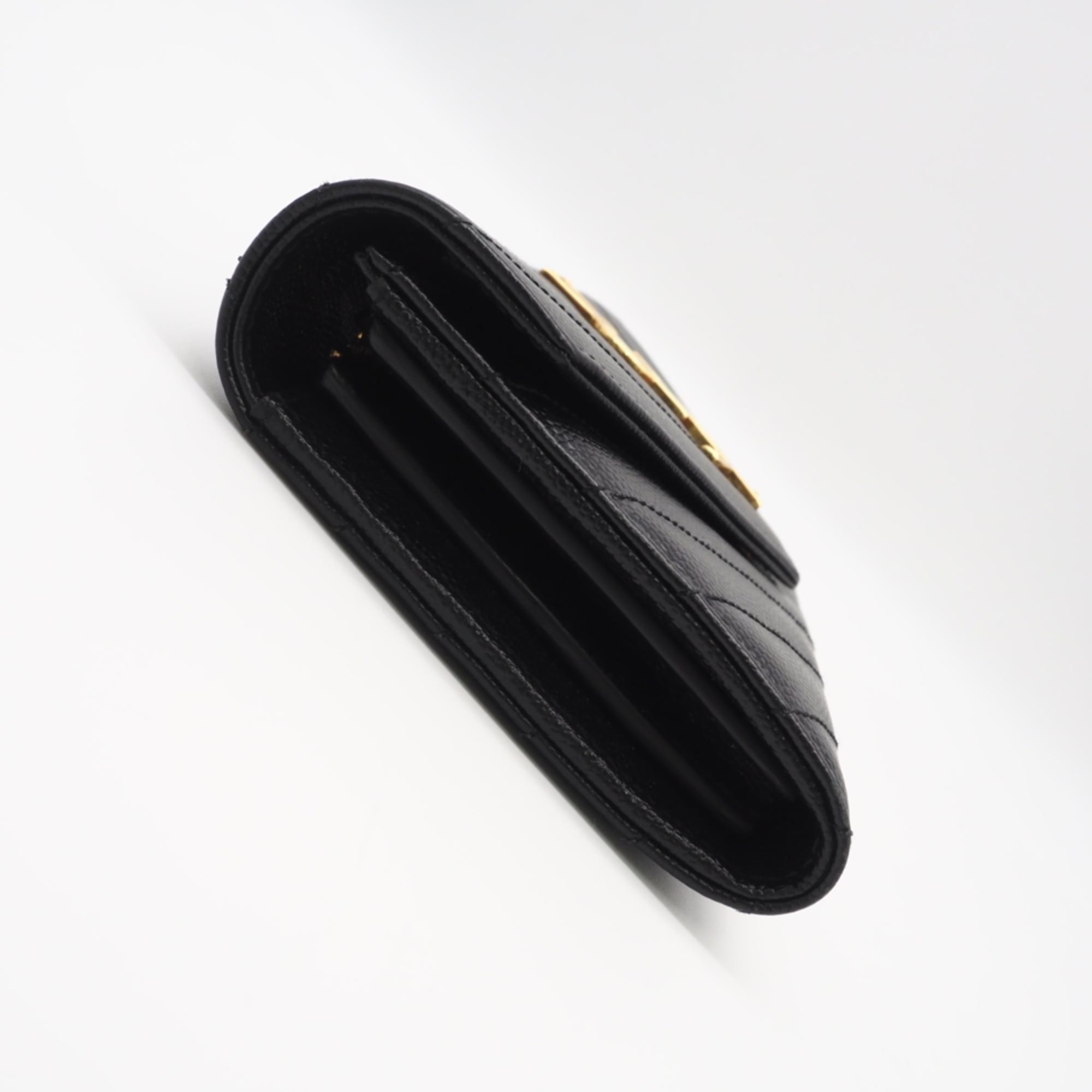 Yves Saint Laurent Black Leather Long Wallet (Bi-Fold) (Pre-Owned)