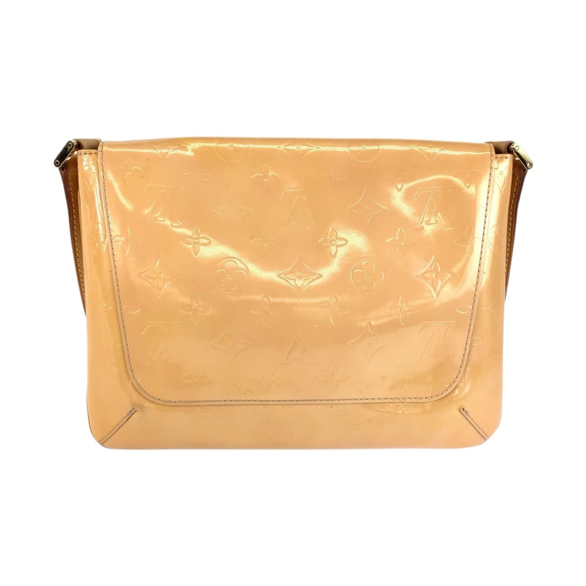 Louis Vuitton Beige Patent Leather Handbag Shoulder Bag (Pre-Owned)