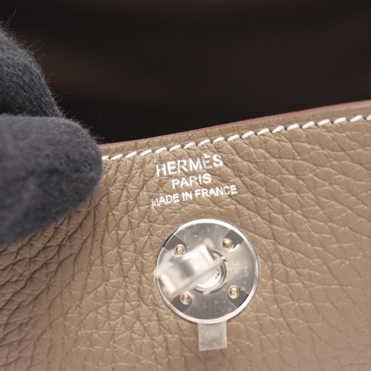 Hermes Gray Taurillon Clemence Leather Handbag Shoulder Bag (Pre-Owned)