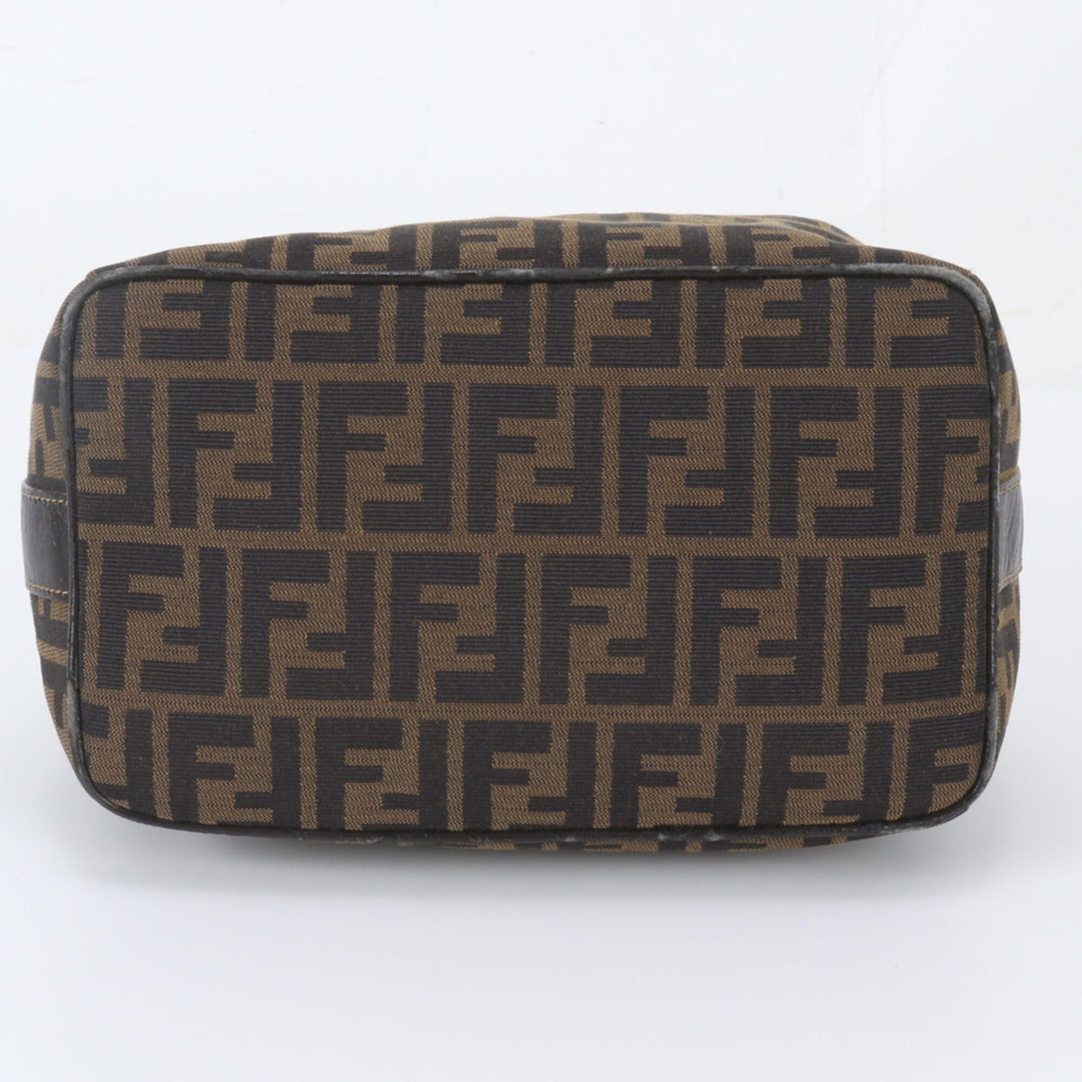 Fendi Brown Leather Nylon Clutch Bag Handbag Pouch (Pre-Owned)